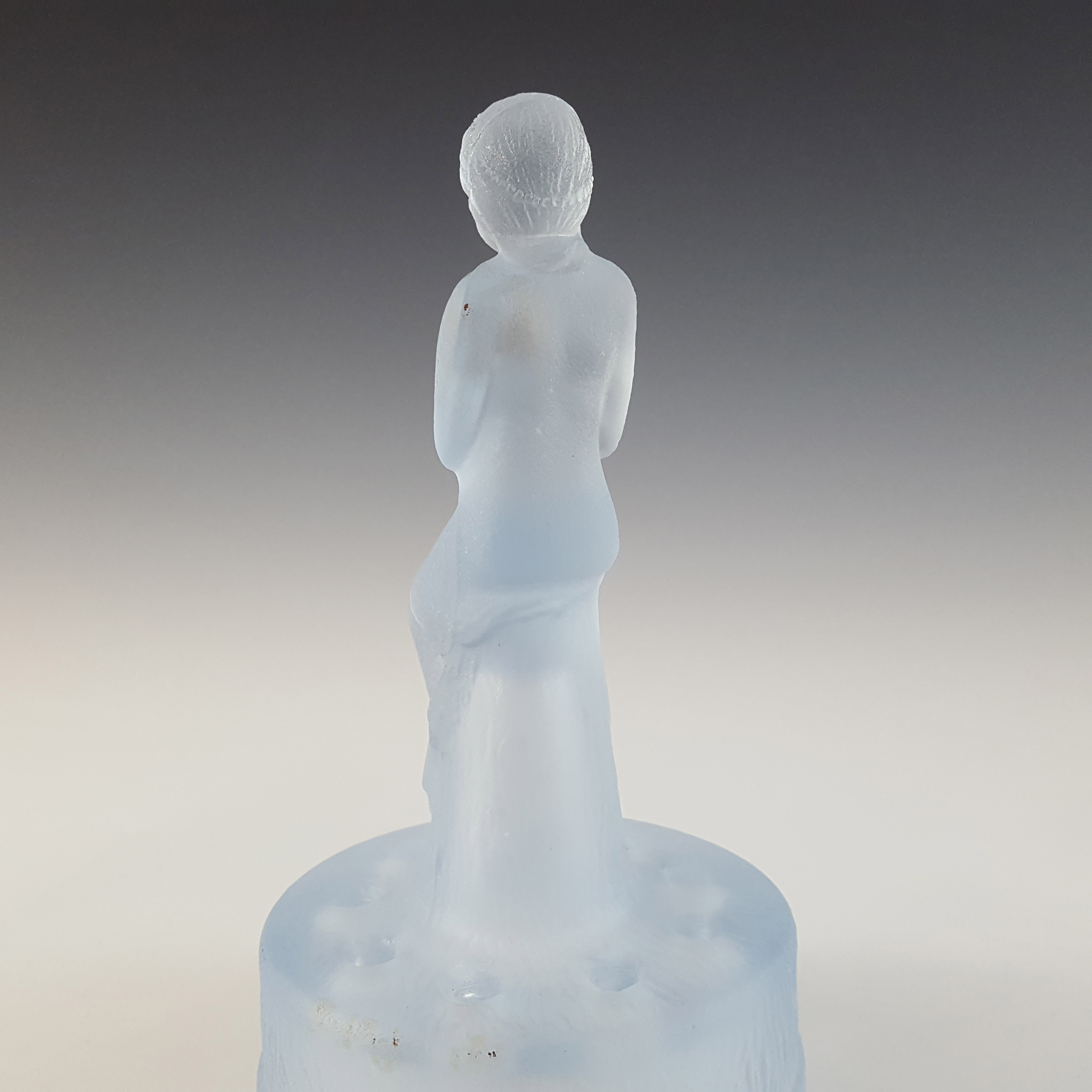 (image for) Sowerby Art Deco Blue Glass Seated Nude Lady Figurine - Click Image to Close