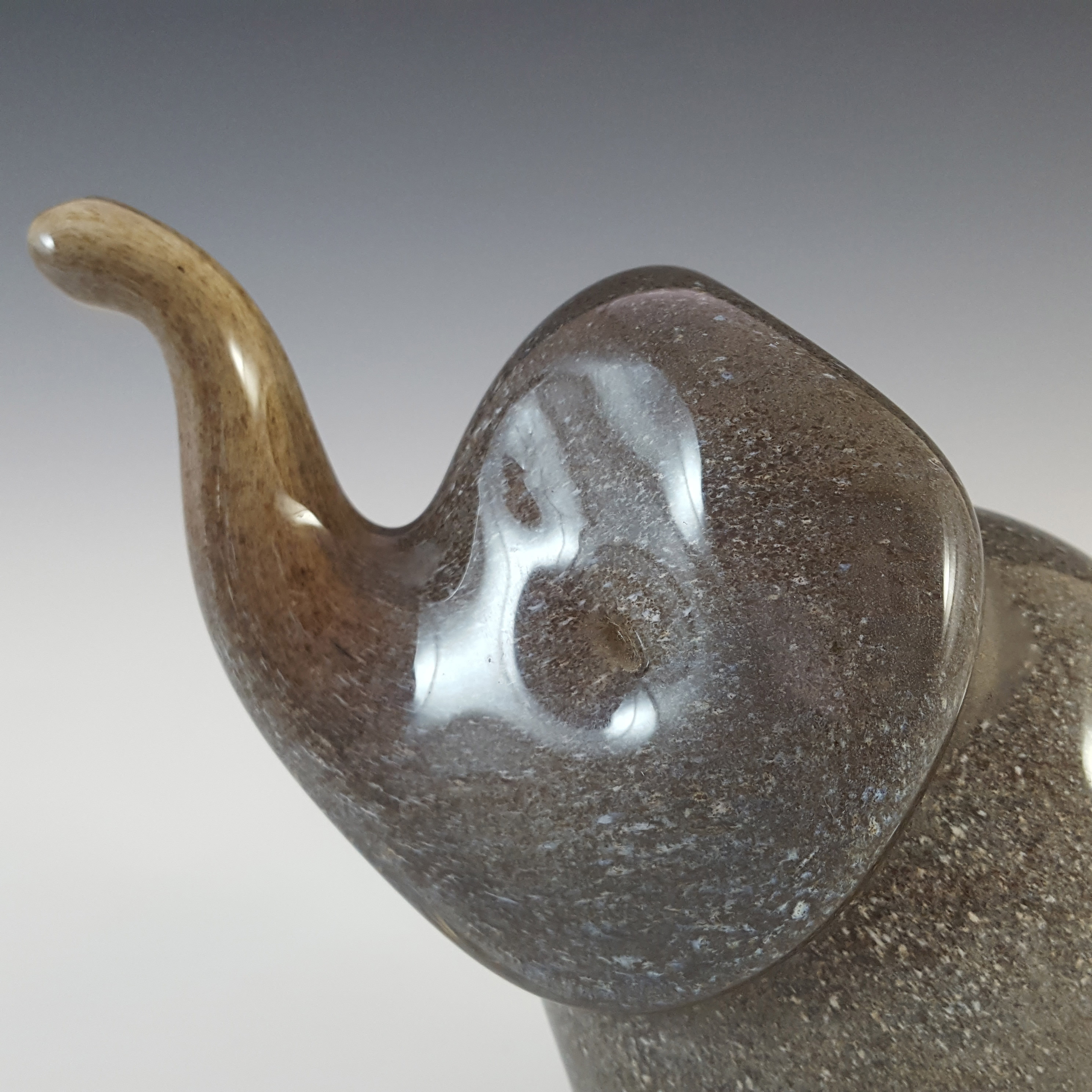 (image for) MARKED Langham Grey Glass Vintage Elephant Sculpture - Click Image to Close