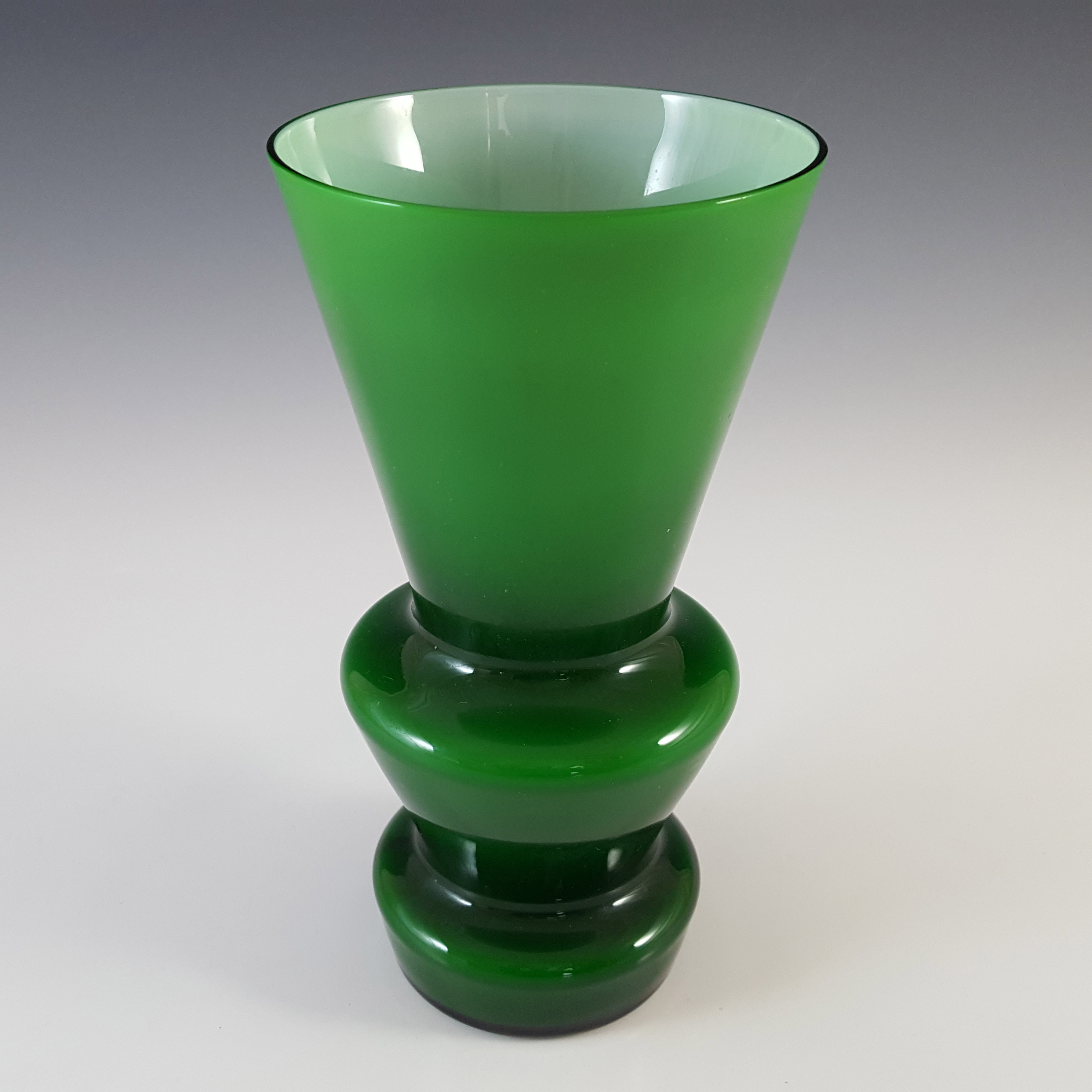 (image for) Lindshammar / Alsterbro Swedish Green Hooped Glass Vase - Click Image to Close