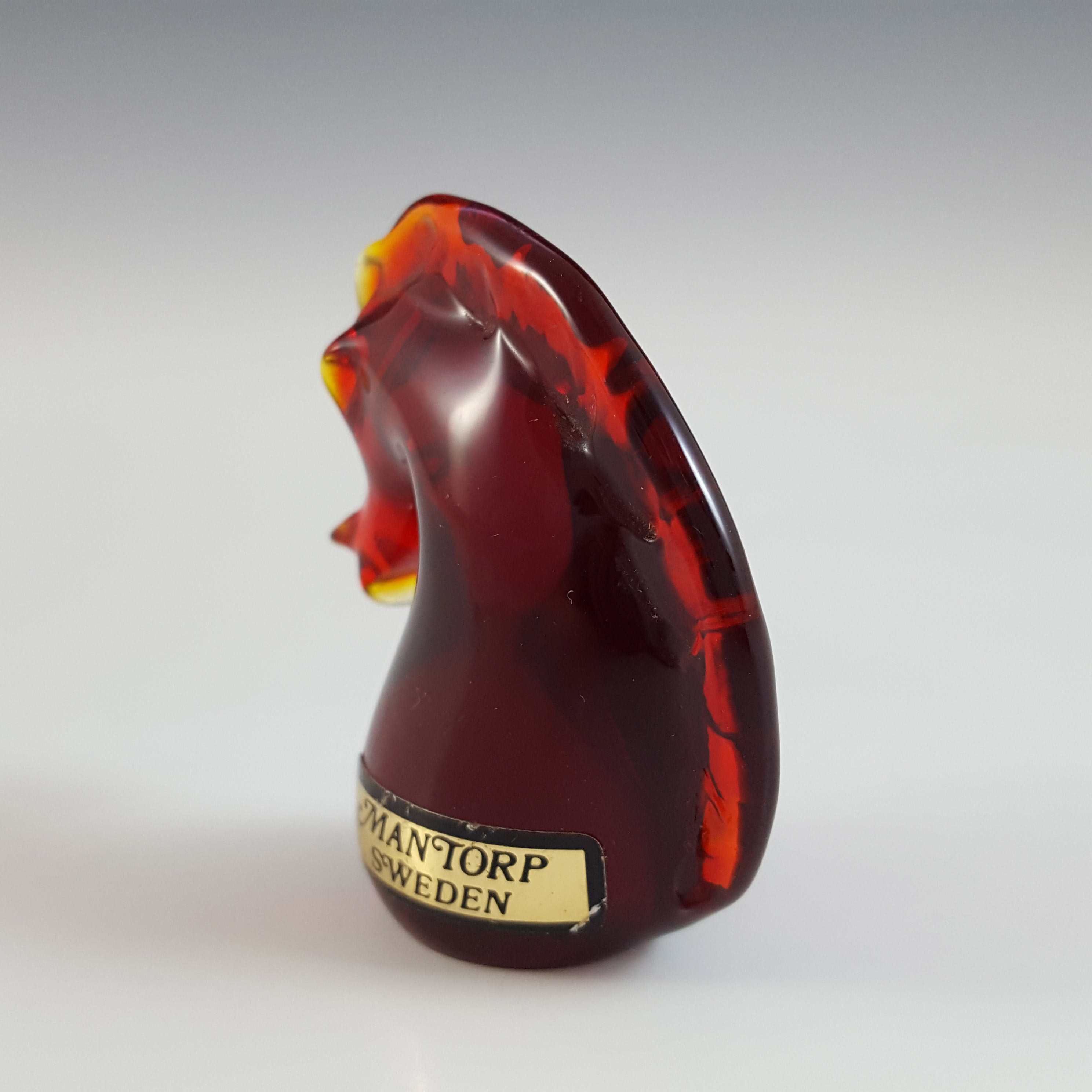 (image for) Mantorp Glasbruk Swedish Red Glass Horse Head Sculpture - Click Image to Close