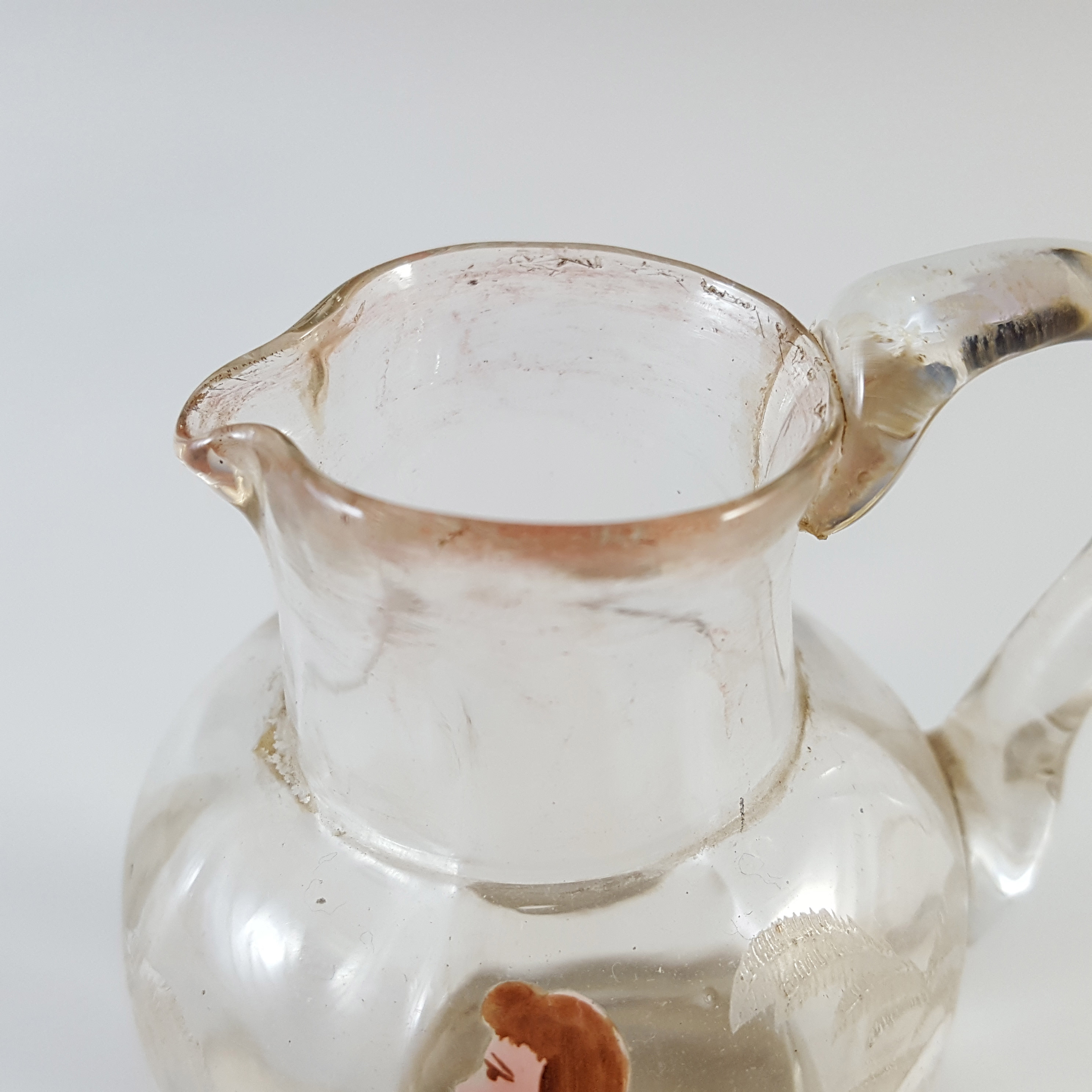 Mary Gregory Victorian Hand Enamelled Clear Glass Creamer Jug - Click Image to Close