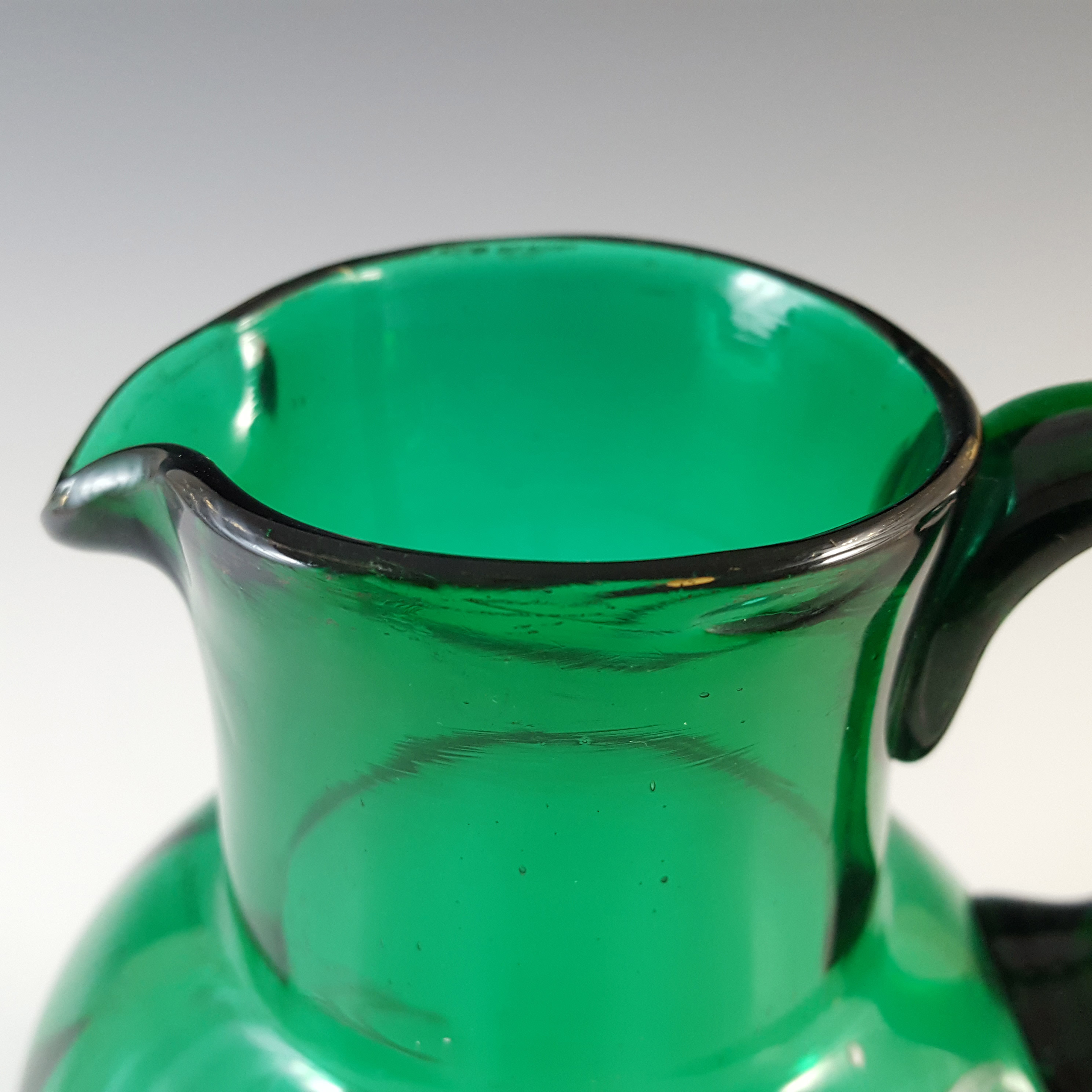 Mary Gregory Victorian Hand Enamelled Green Glass Jug - Click Image to Close