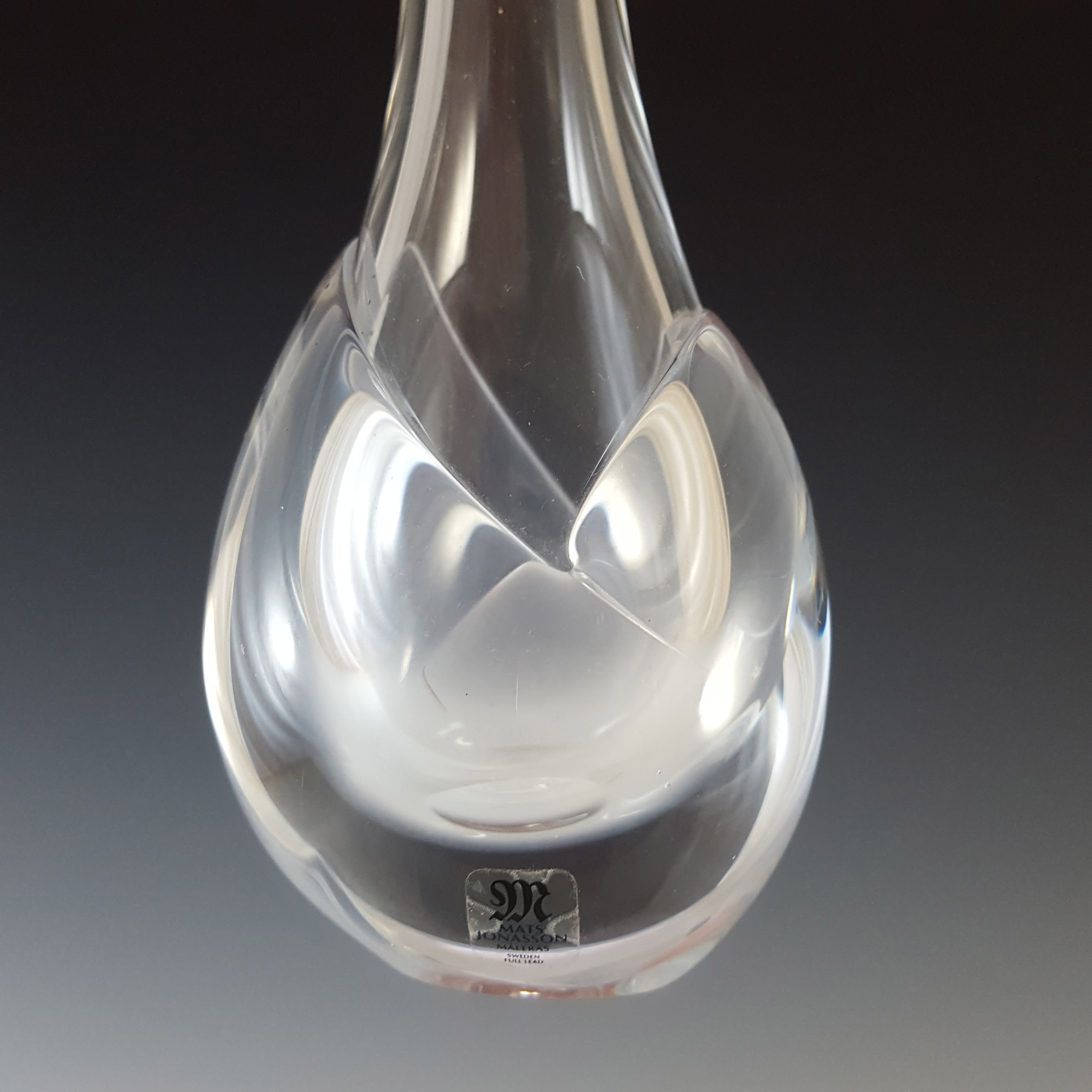 SIGNED Mats Jonasson Swedish Glass 'Pussy Willow' Vase #4026 - Click Image to Close