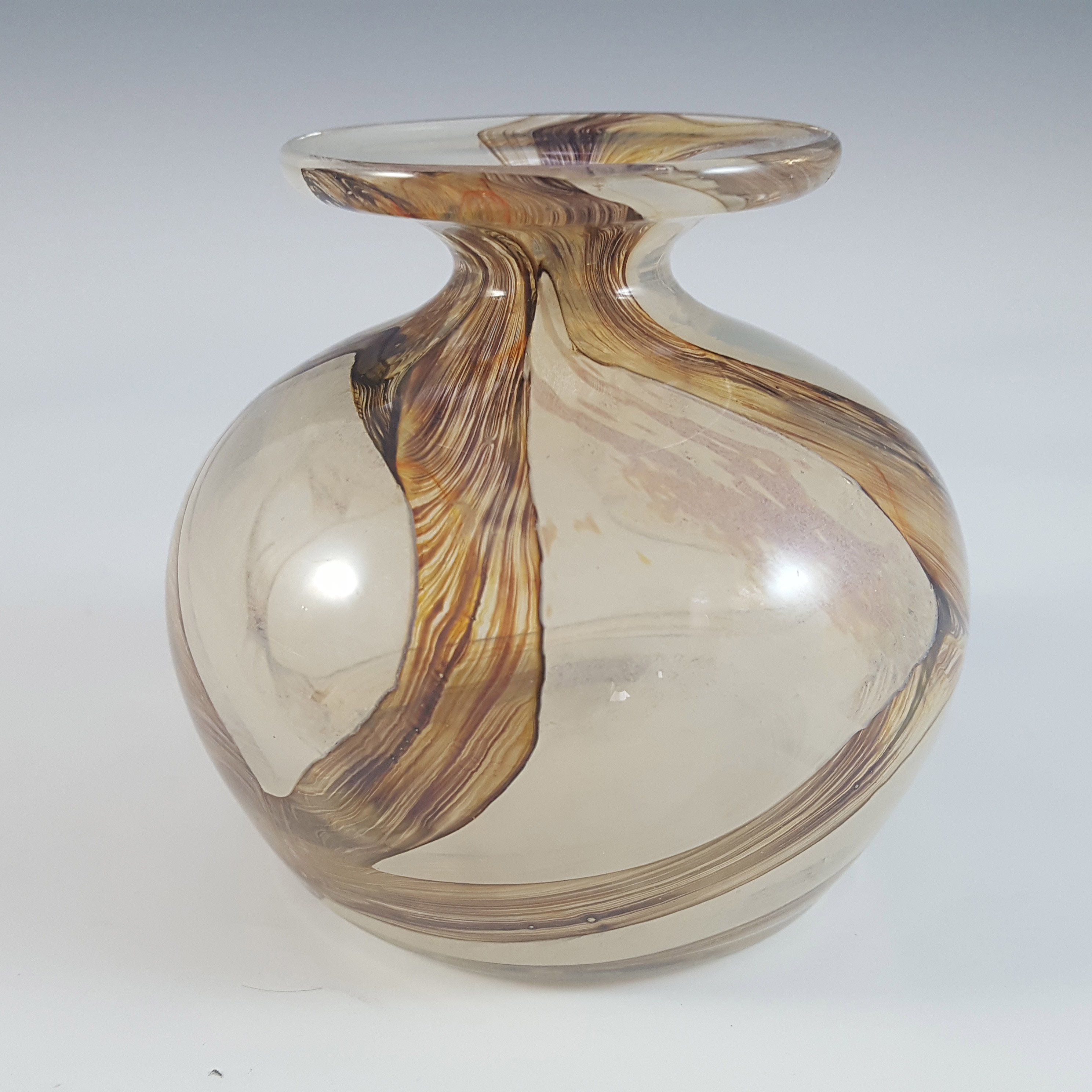 (image for) Mdina 'Earthtones' Maltese Brown & Sandy Maltese Glass Vase - Signed - Click Image to Close