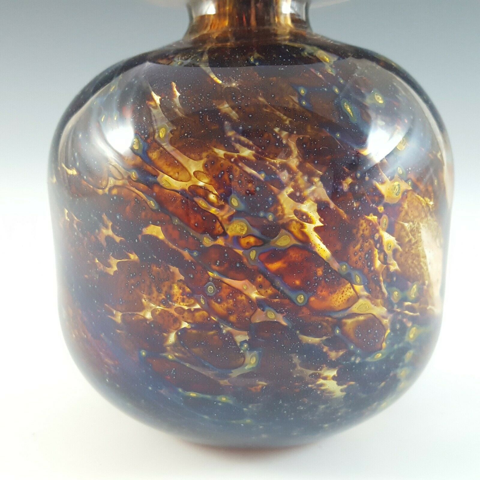 (image for) Mdina 'Tortoiseshell' Maltese Brown Glass Decorative Bottle - Signed - Click Image to Close