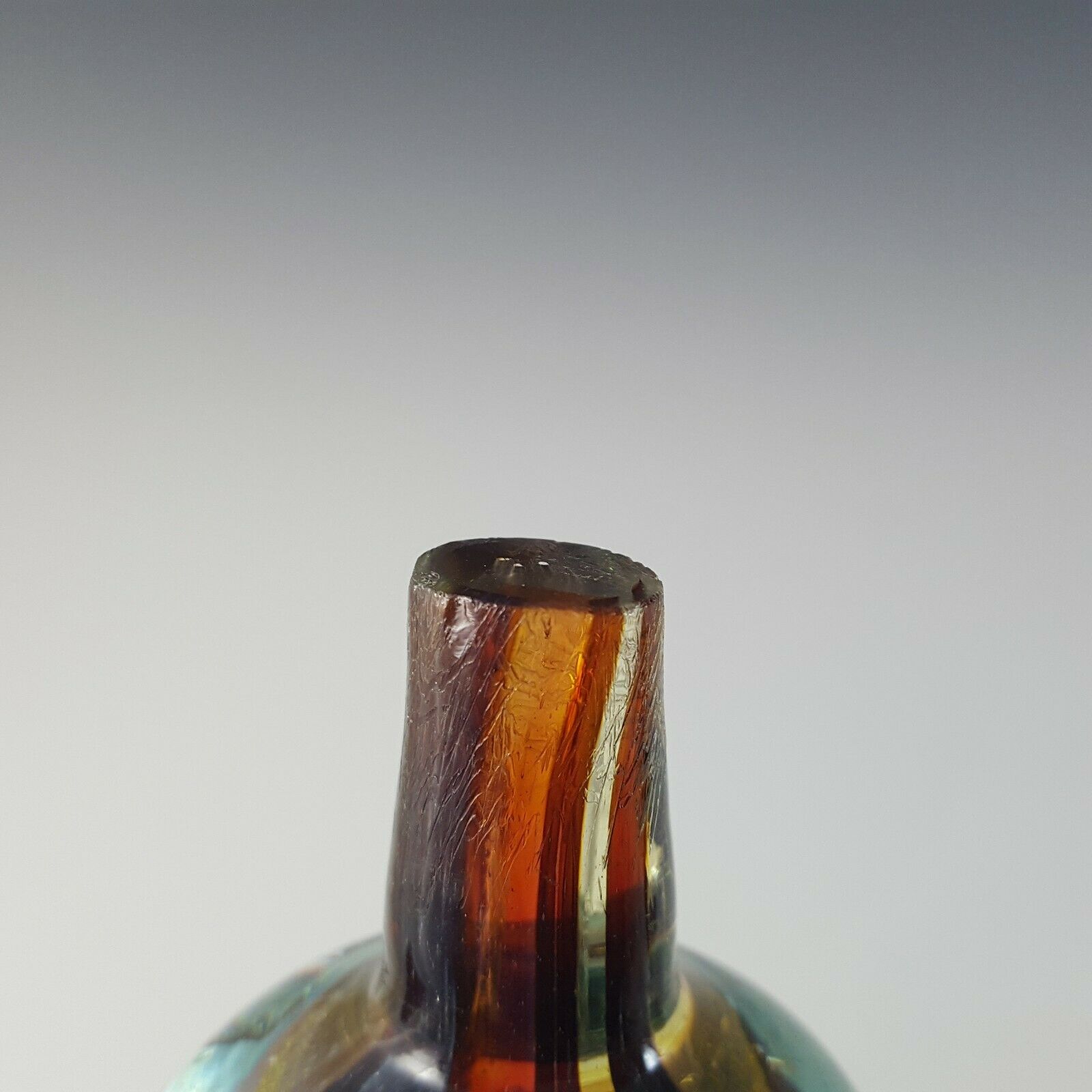 (image for) Mdina 'Tortoiseshell' Maltese Brown Glass Decorative Bottle - Signed - Click Image to Close