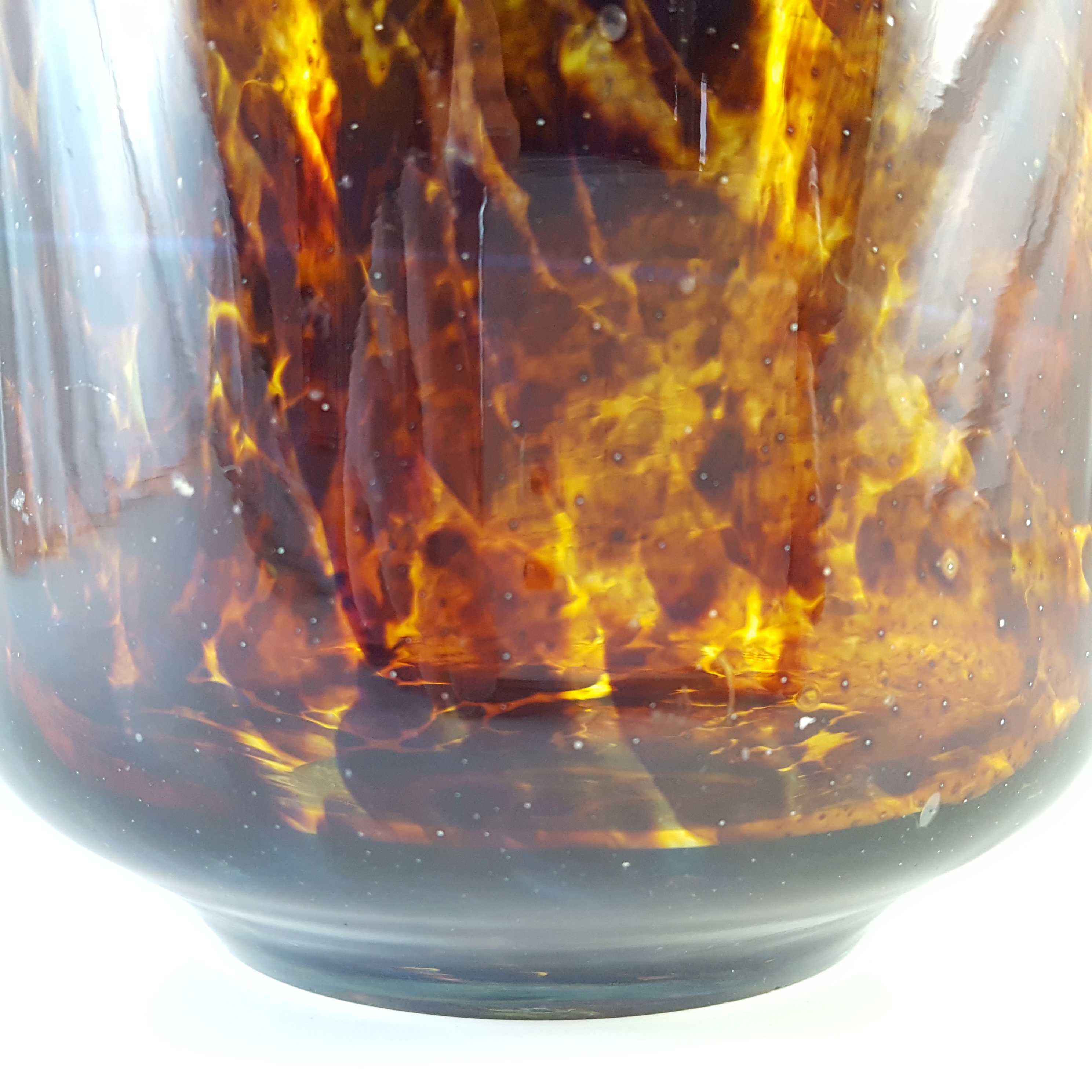 (image for) Mdina 'Tortoiseshell' Maltese Brown Glass Cylinder Vase - Signed - Click Image to Close