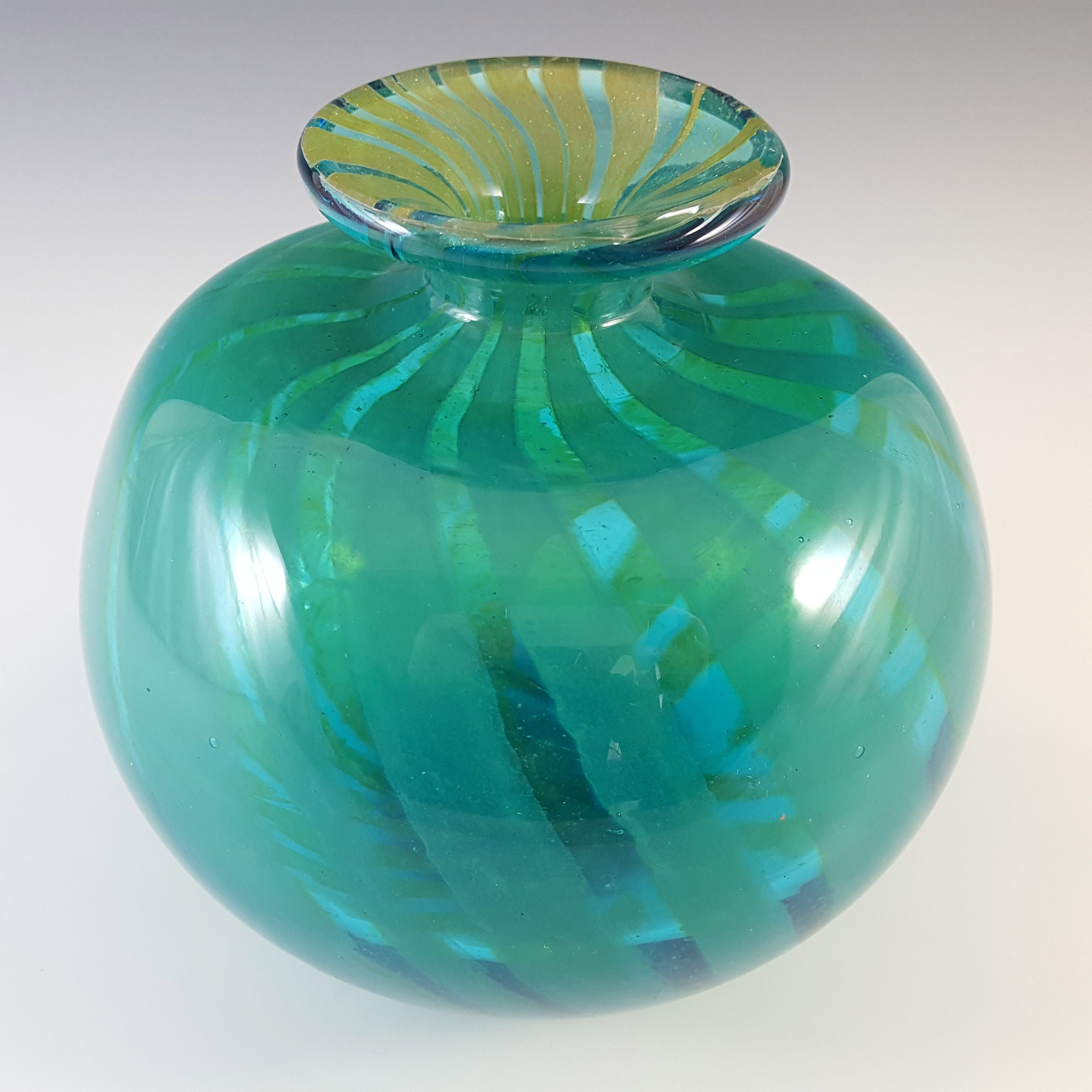 (image for) Mdina 'Ming' Eric Dobson 1975 Glass Globe Vase - Artist Signed - Click Image to Close