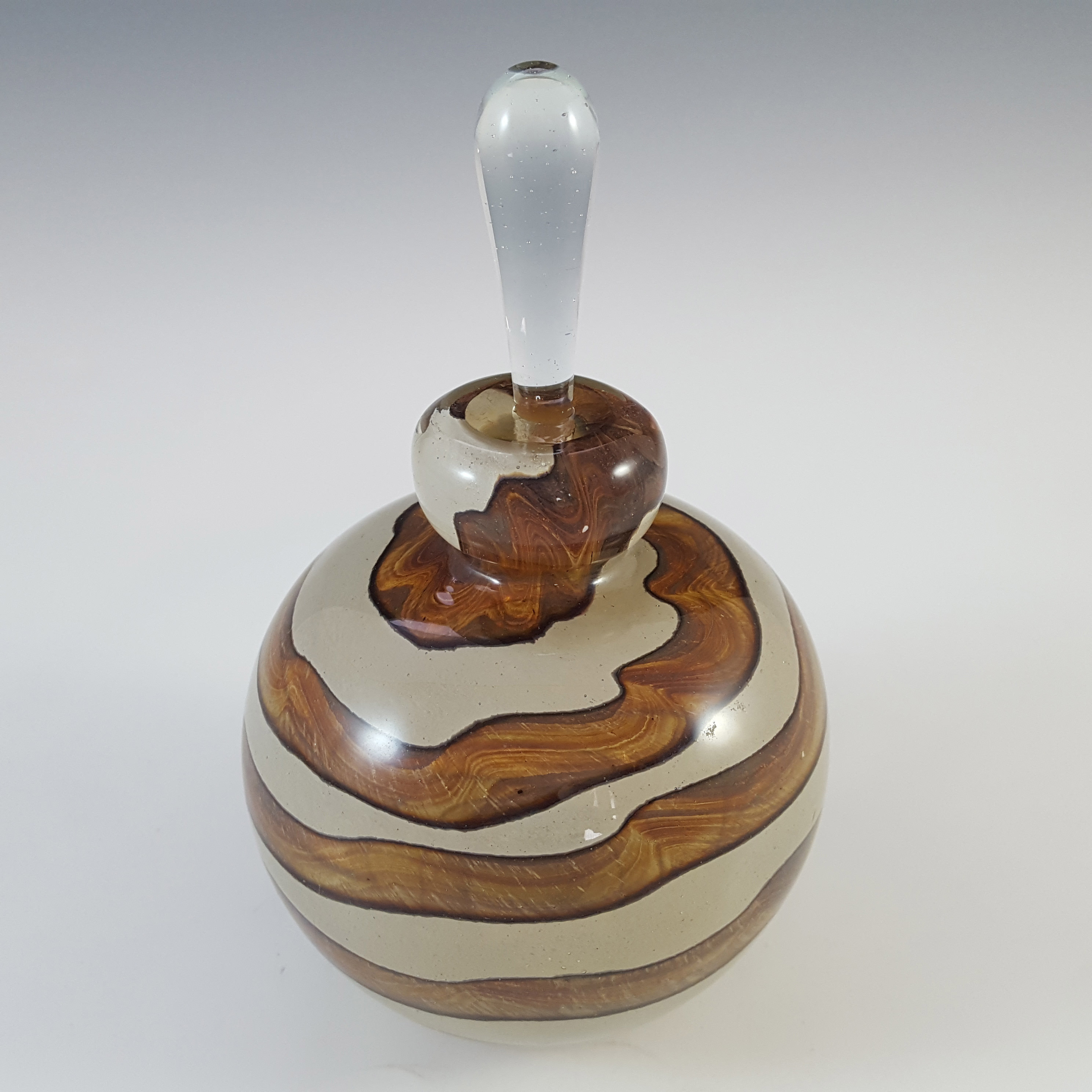 SIGNED Mdina Brown & Sandy 'Earthtones' Glass Perfume Bottle - Click Image to Close