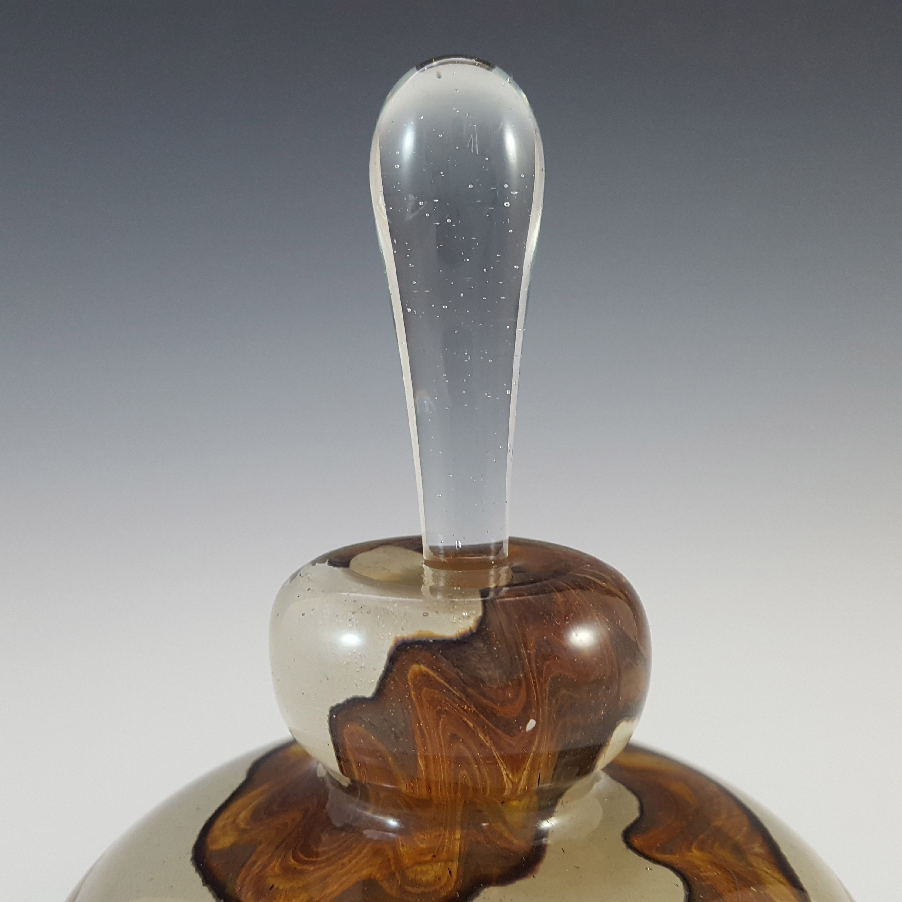 SIGNED Mdina Brown & Sandy 'Earthtones' Glass Perfume Bottle - Click Image to Close