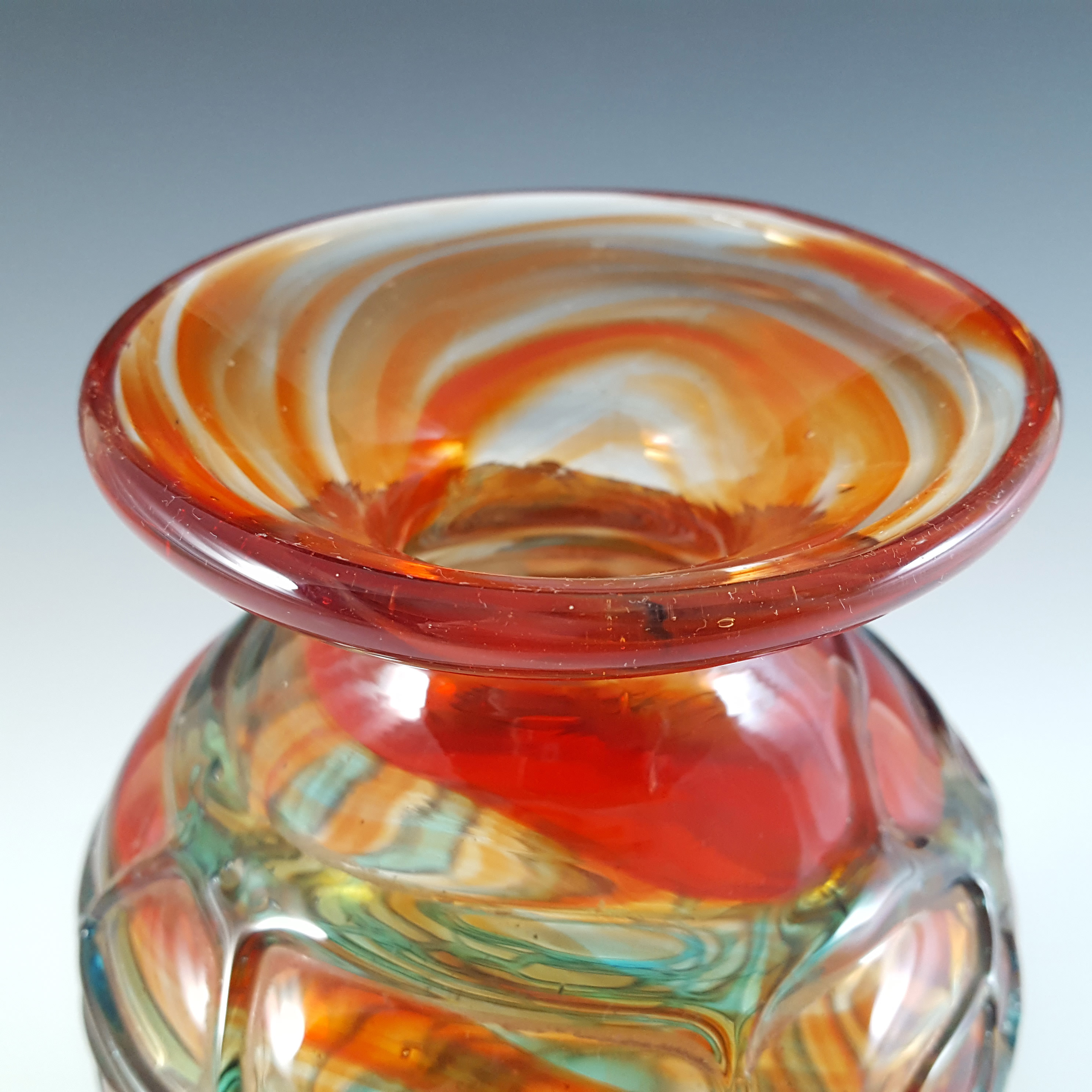 (image for) Mdina Random Strapped Maltese Red & Blue Glass Vintage Vase - Click Image to Close