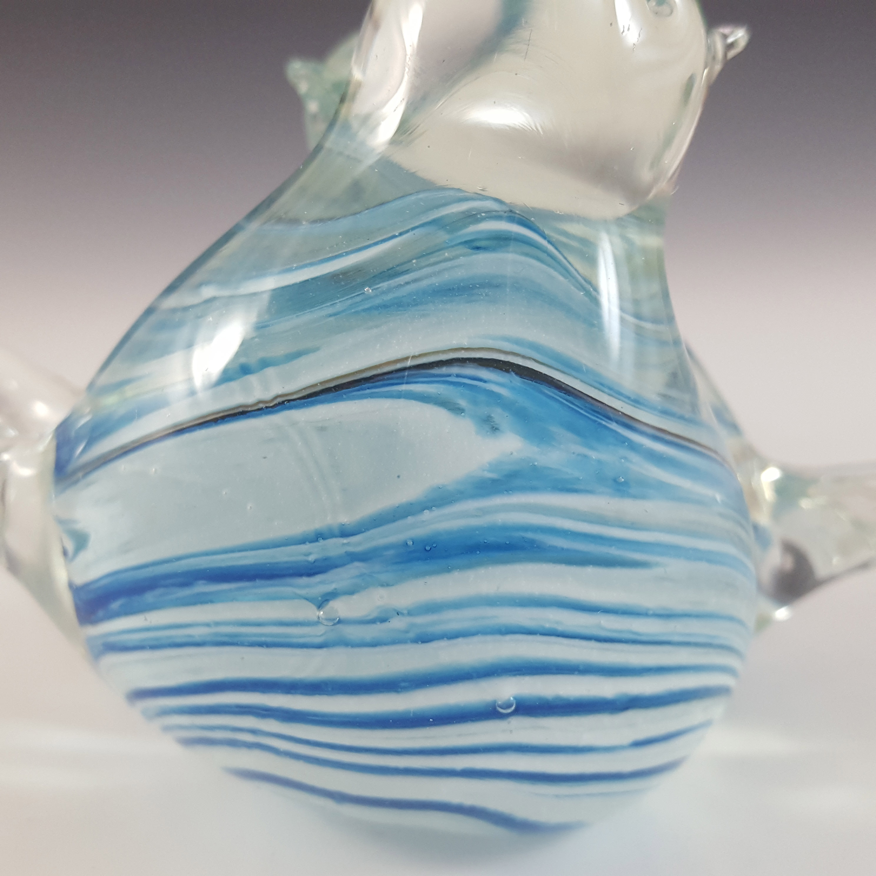 (image for) Mdina Maltese Blue & White Glass Lovebirds Sculpture - SIGNED - Click Image to Close