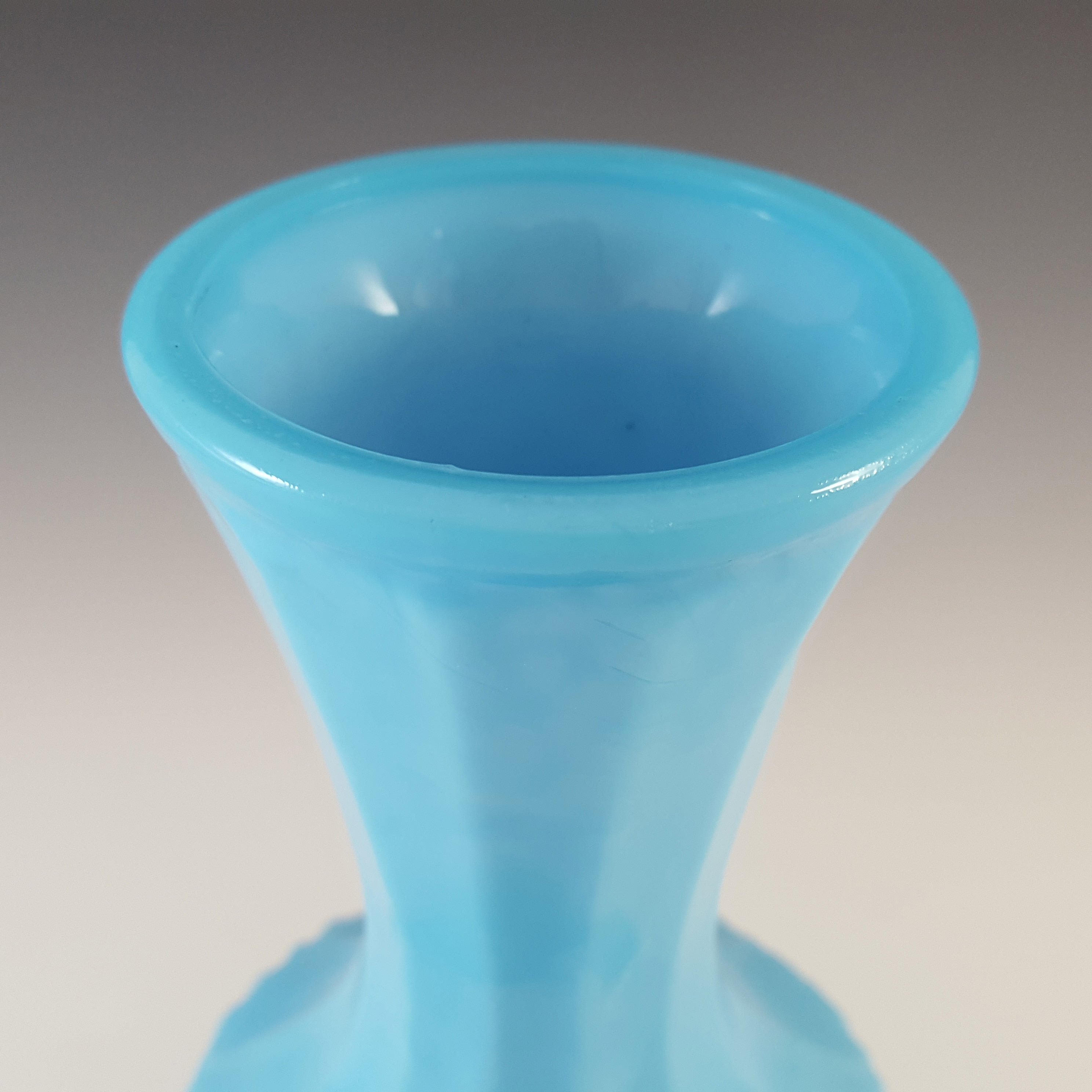 (image for) Victorian Blue Milk Glass Vitro-Porcelain Vintage Bark Vase - Click Image to Close