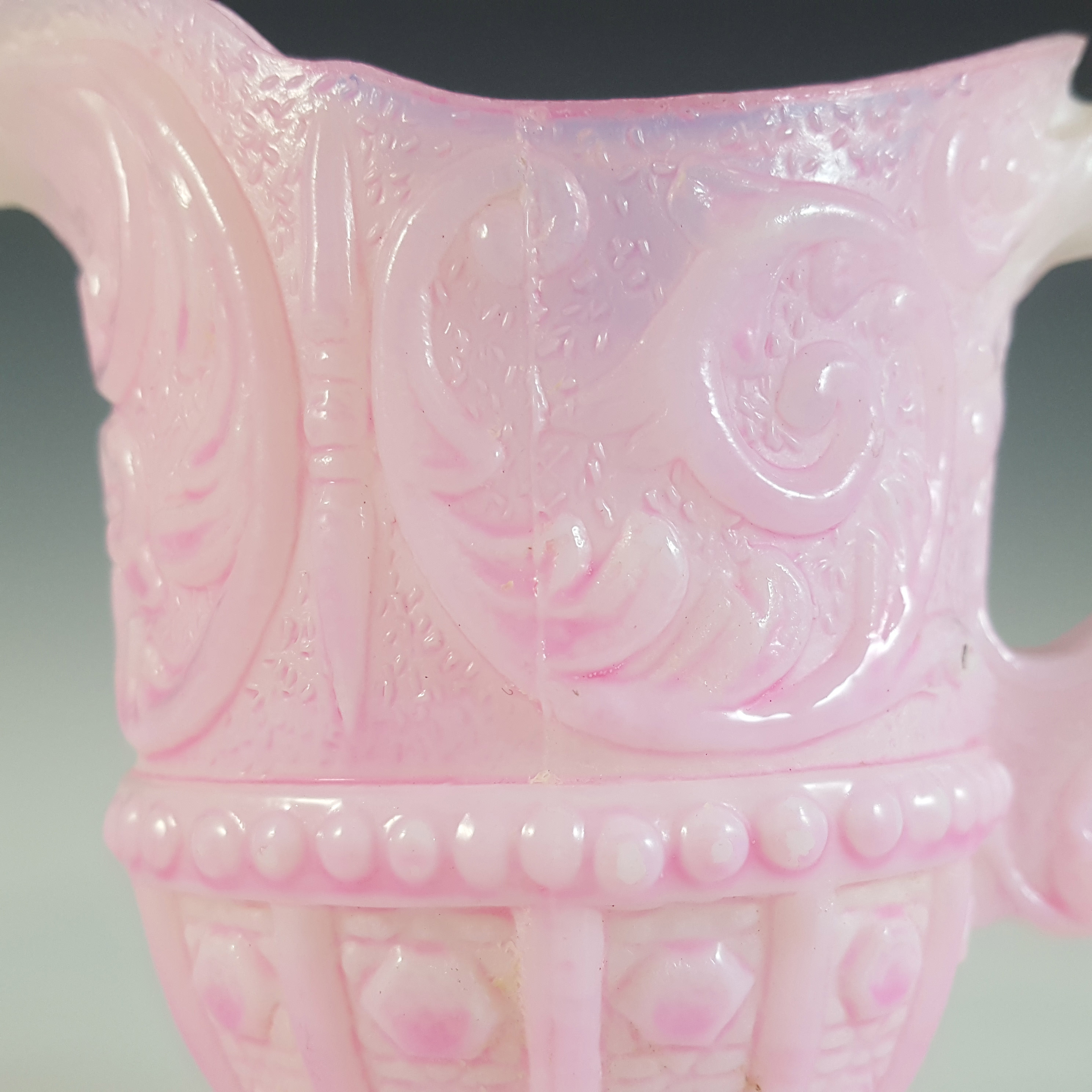 (image for) Portieux #3891 French Victorian Pink Milk Glass 'Louis XV' Creamer / Jug - Click Image to Close