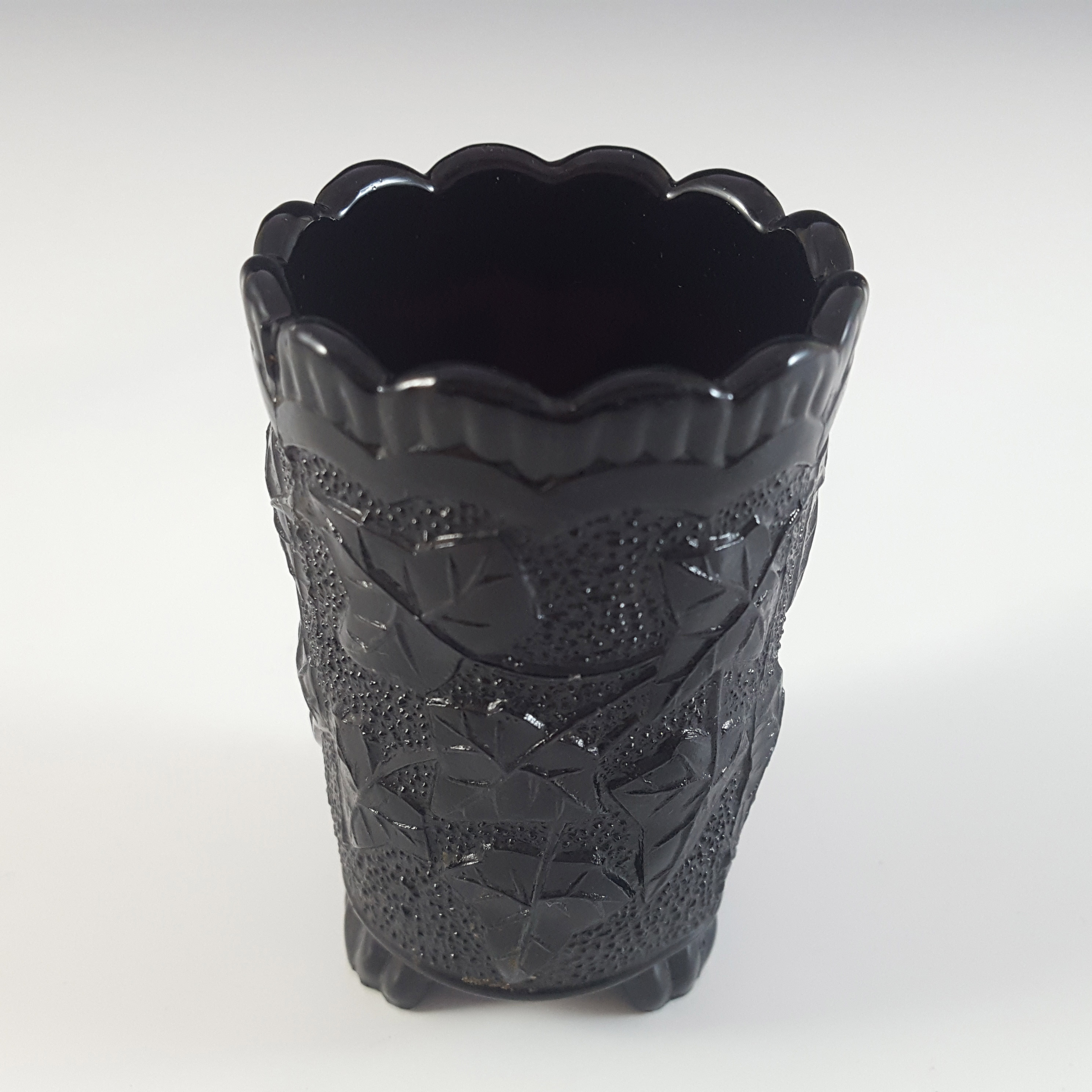 (image for) Victorian Black Milk Glass Vitro-Porcelain Vintage Spill Vase - Click Image to Close