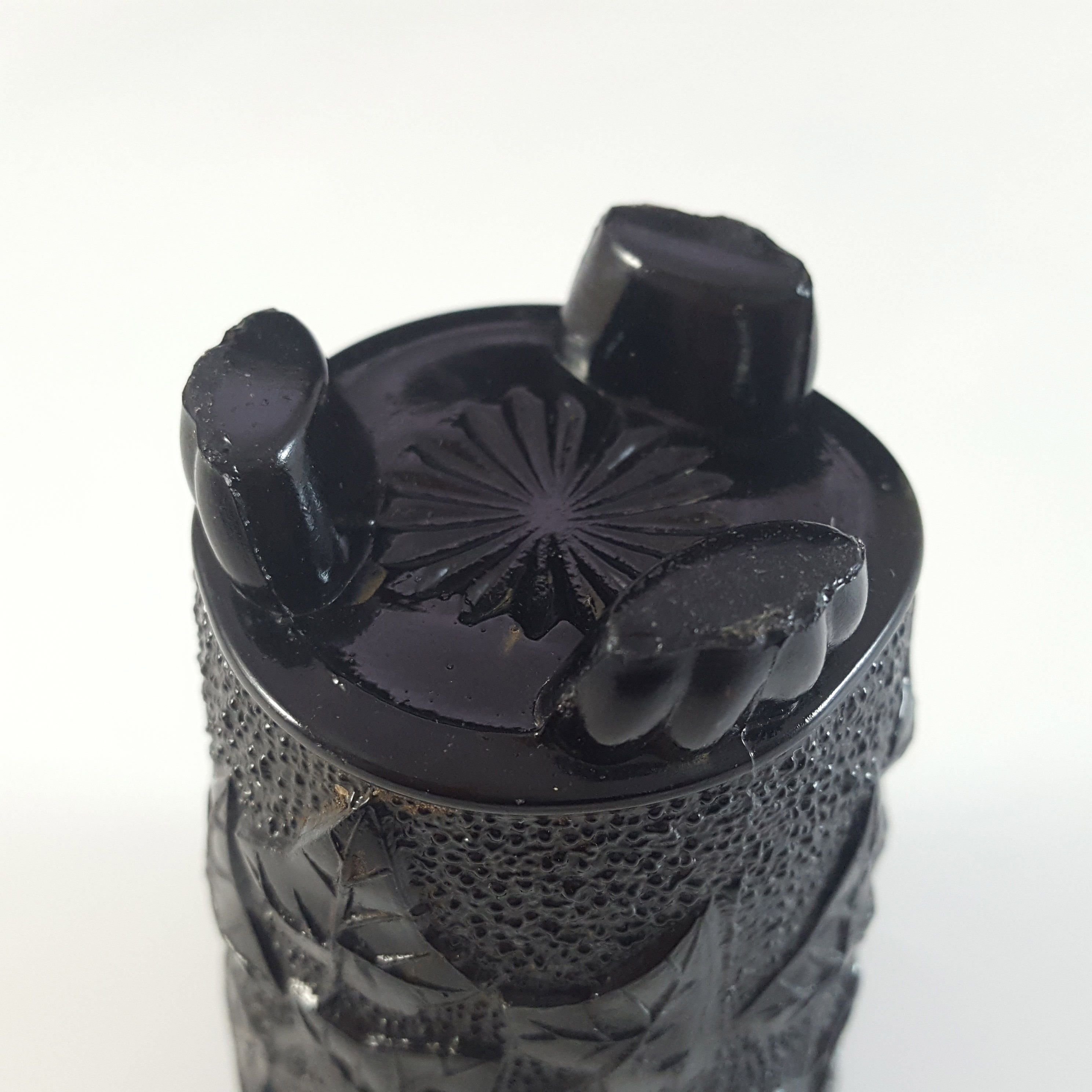 (image for) Victorian Black Milk Glass Vitro-Porcelain Vintage Spill Vase - Click Image to Close