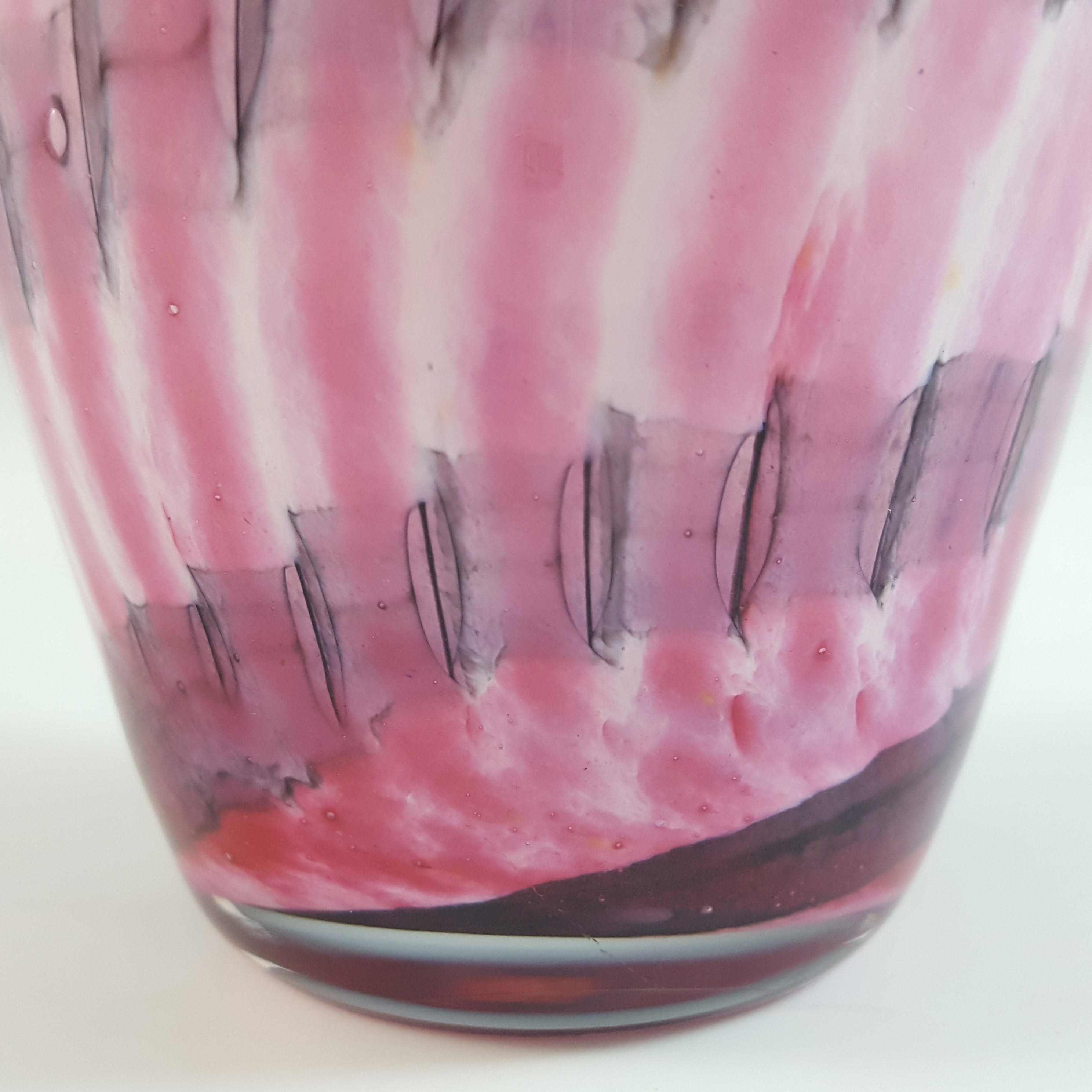 Mtarfa Maltese Pink & Purple Glass Vintage Retro Vase - Click Image to Close