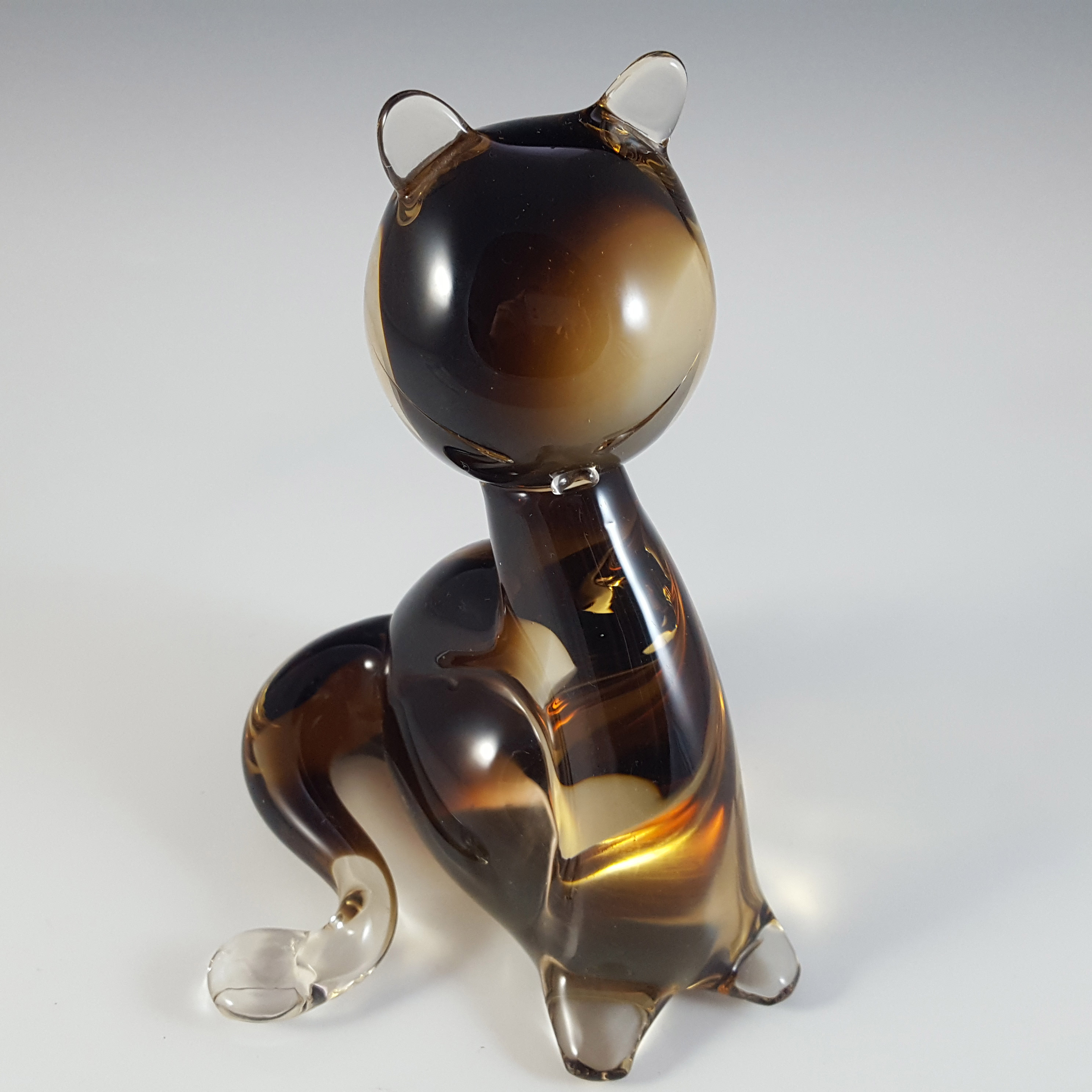 V. Nason & Co Large Murano Brown Glass Cat Sculpture - Click Image to Close