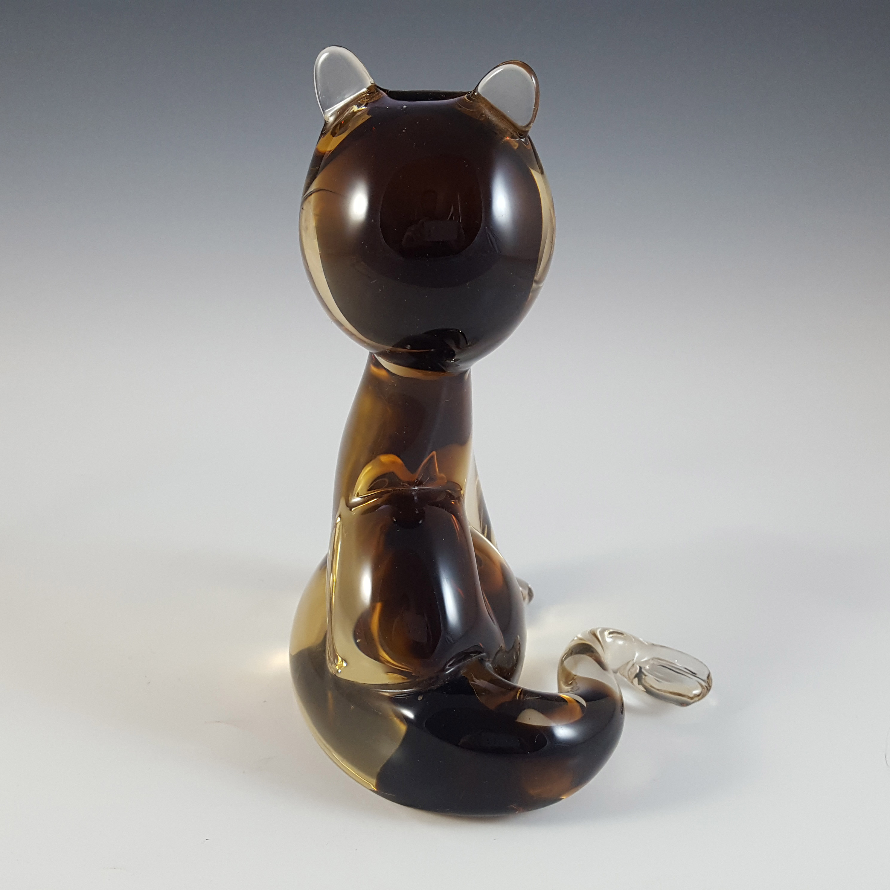 V. Nason & Co Large Murano Brown Glass Cat Sculpture - Click Image to Close