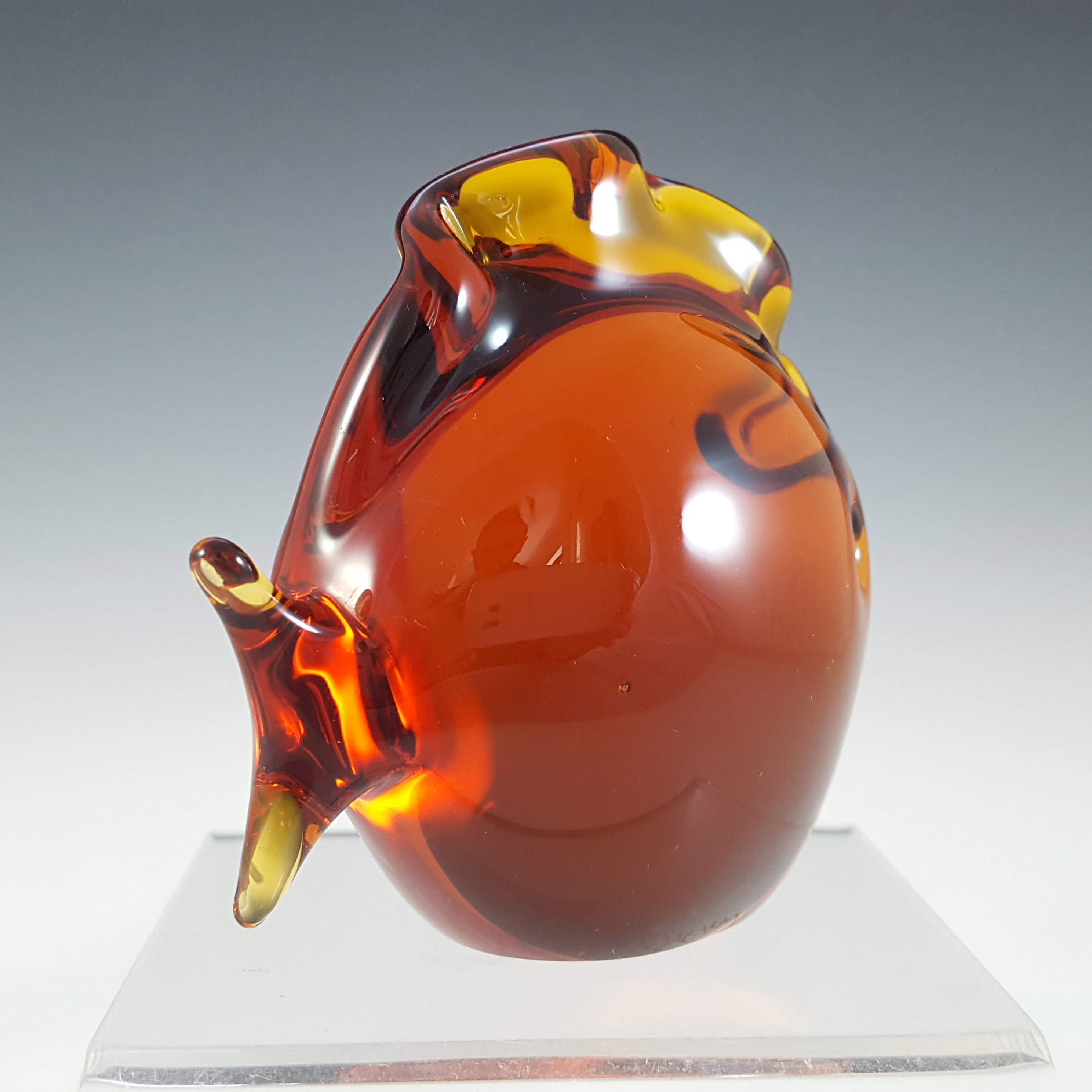 SIGNED & LABELLED V Nason & C Murano Amber Glass Fish - Click Image to Close