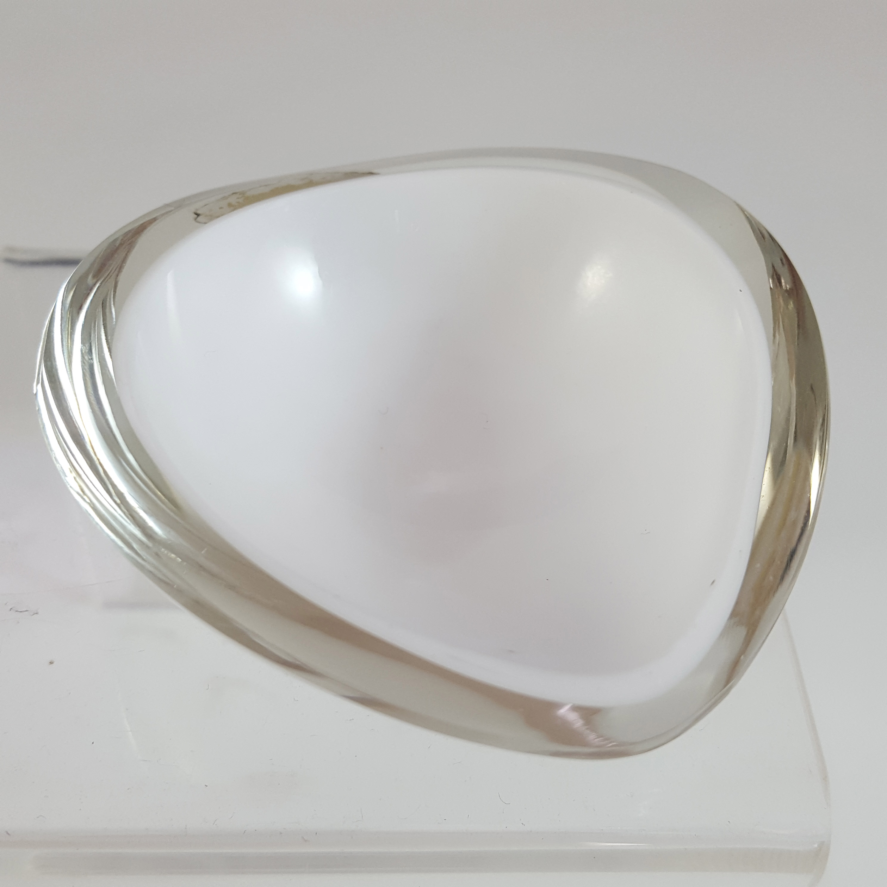 LABELLED Nuutajarvi Notsjo Kaj Franck White Glass 'Kastanja' Bowl - Click Image to Close