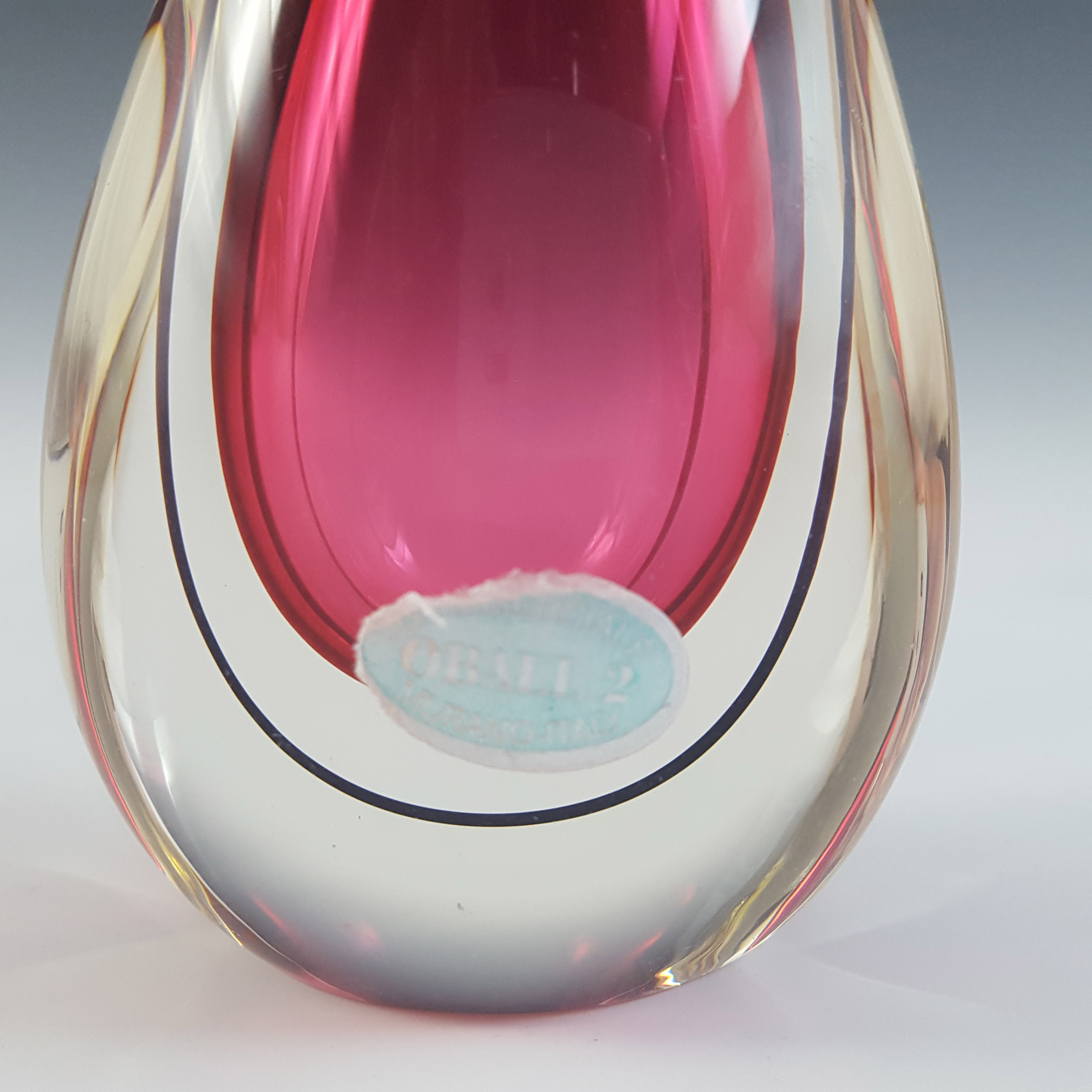 (image for) LABELLED Oball Murano Pink & Black Sommerso Glass Organic Vase - Click Image to Close