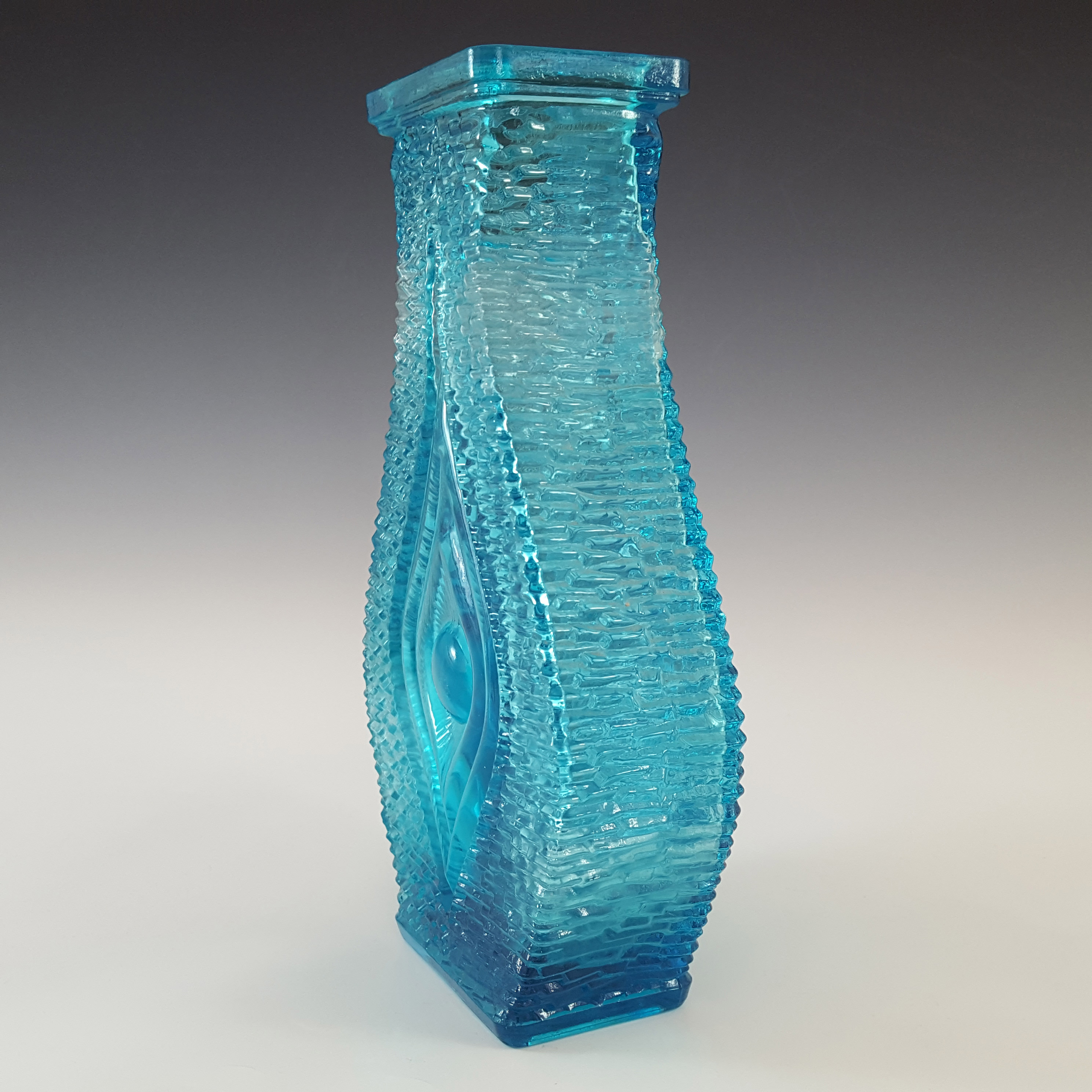 (image for) Oberglas Vintage Austrian Blue Glass Textured 'Eye' Vase - Click Image to Close