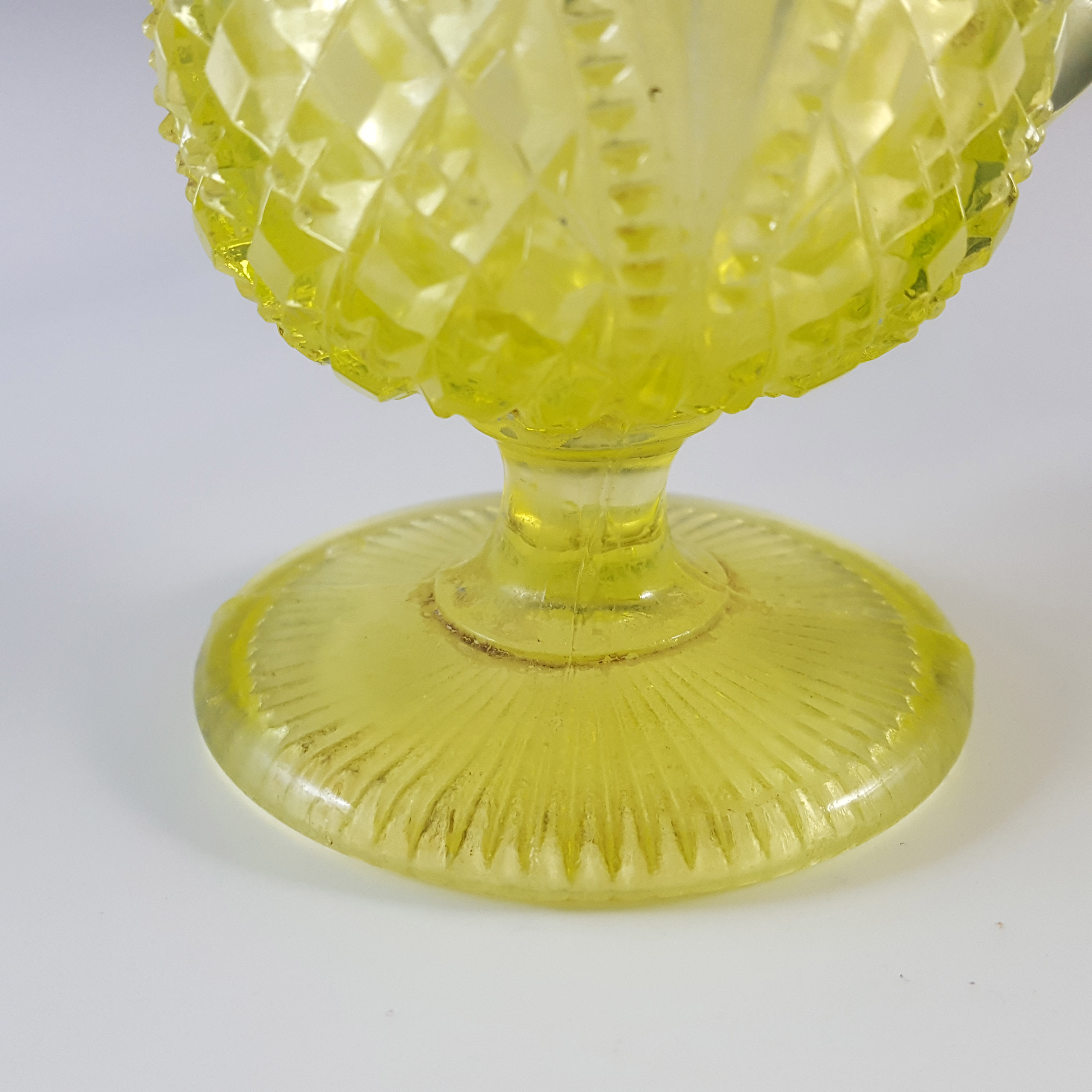 Davidson Primrose Pearline Vaseline Glass 'William & Mary' Creamer - Click Image to Close