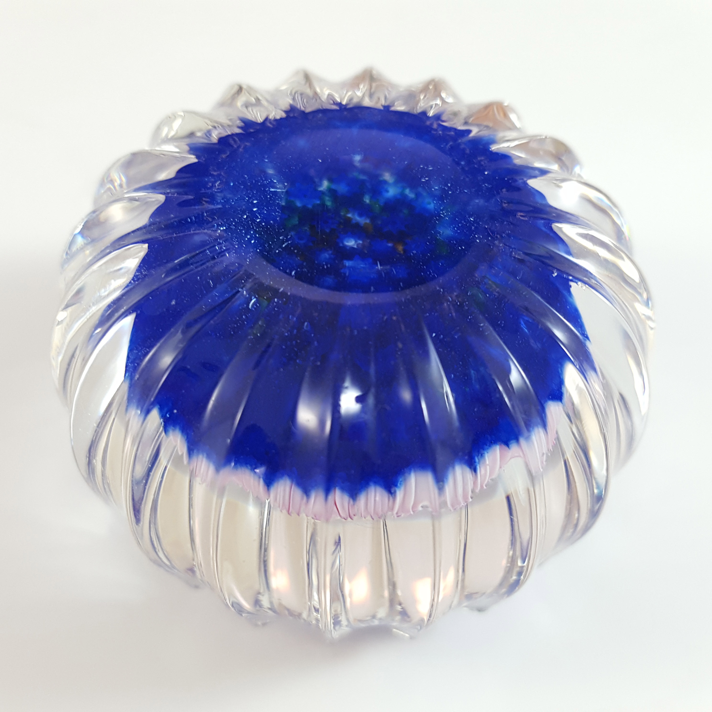 (image for) Perthshire Blue Glass Millefiori Star Paperweight - P Cane - Click Image to Close