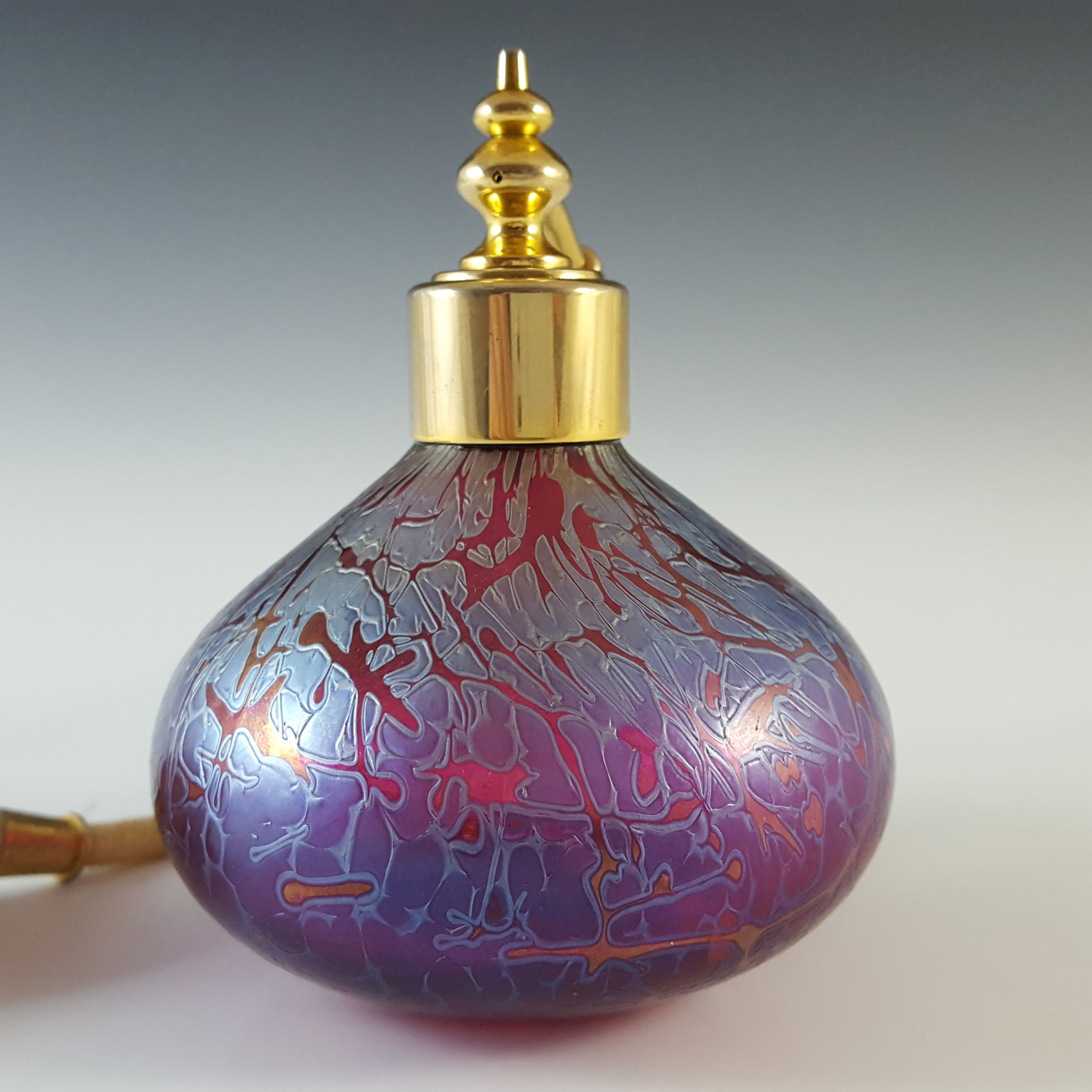 MARKED Royal Brierley Iridescent Glass 'Studio' Perfume Bottle - Click Image to Close