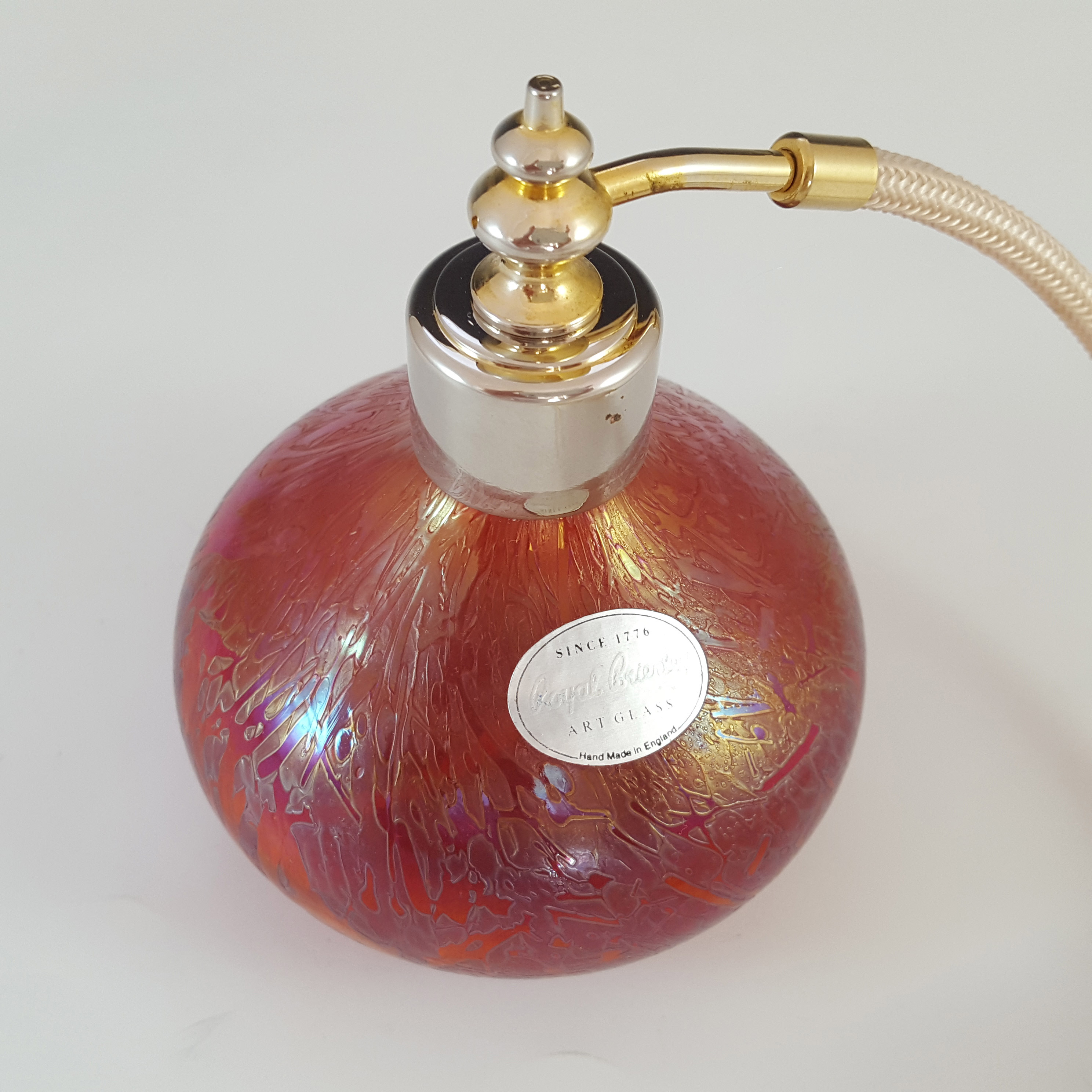 (image for) LABELLED Royal Brierley Iridescent Glass 'Studio' Perfume Bottle - Click Image to Close