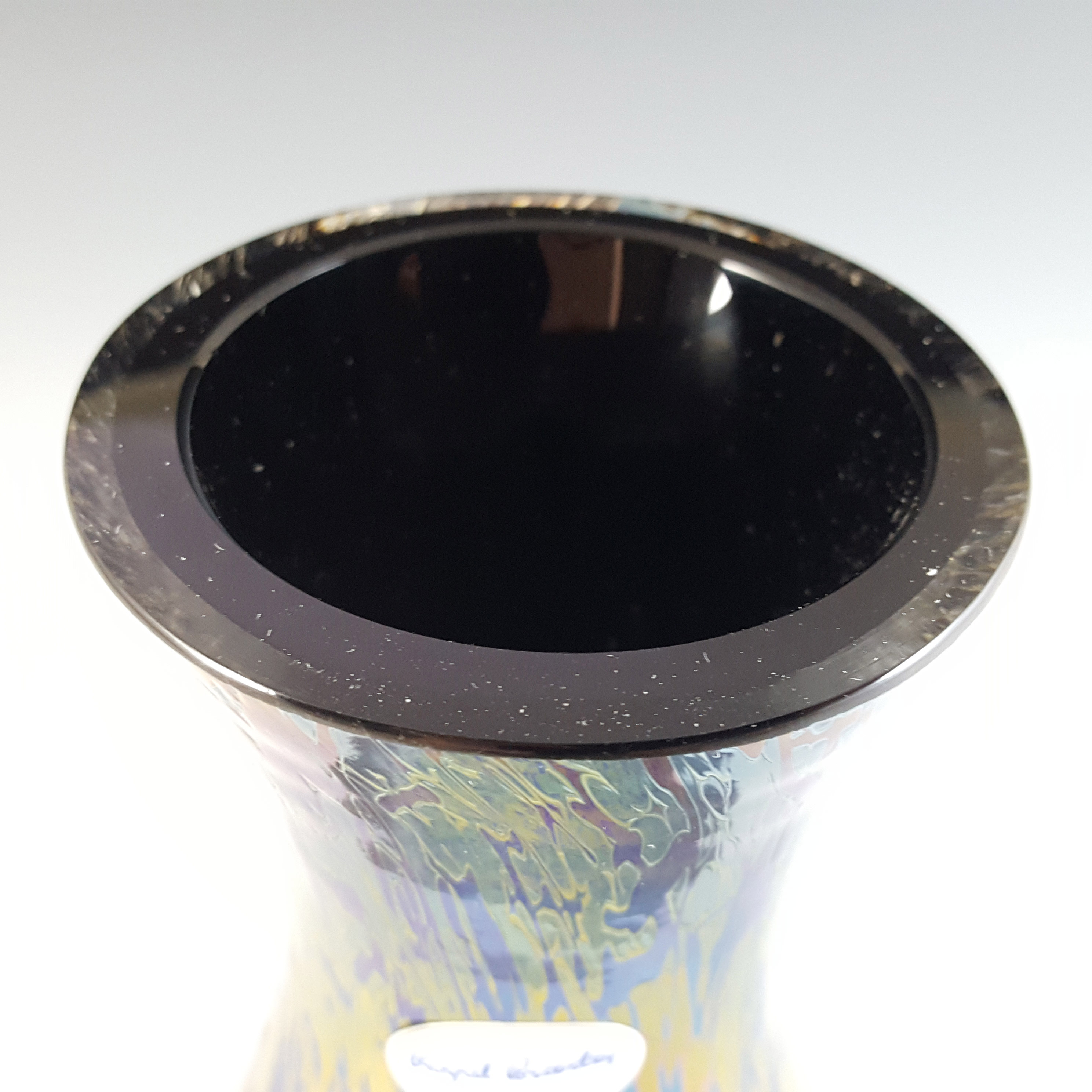 (image for) LARGE Royal Brierley Iridescent Black Glass 'Studio' Vase - Click Image to Close