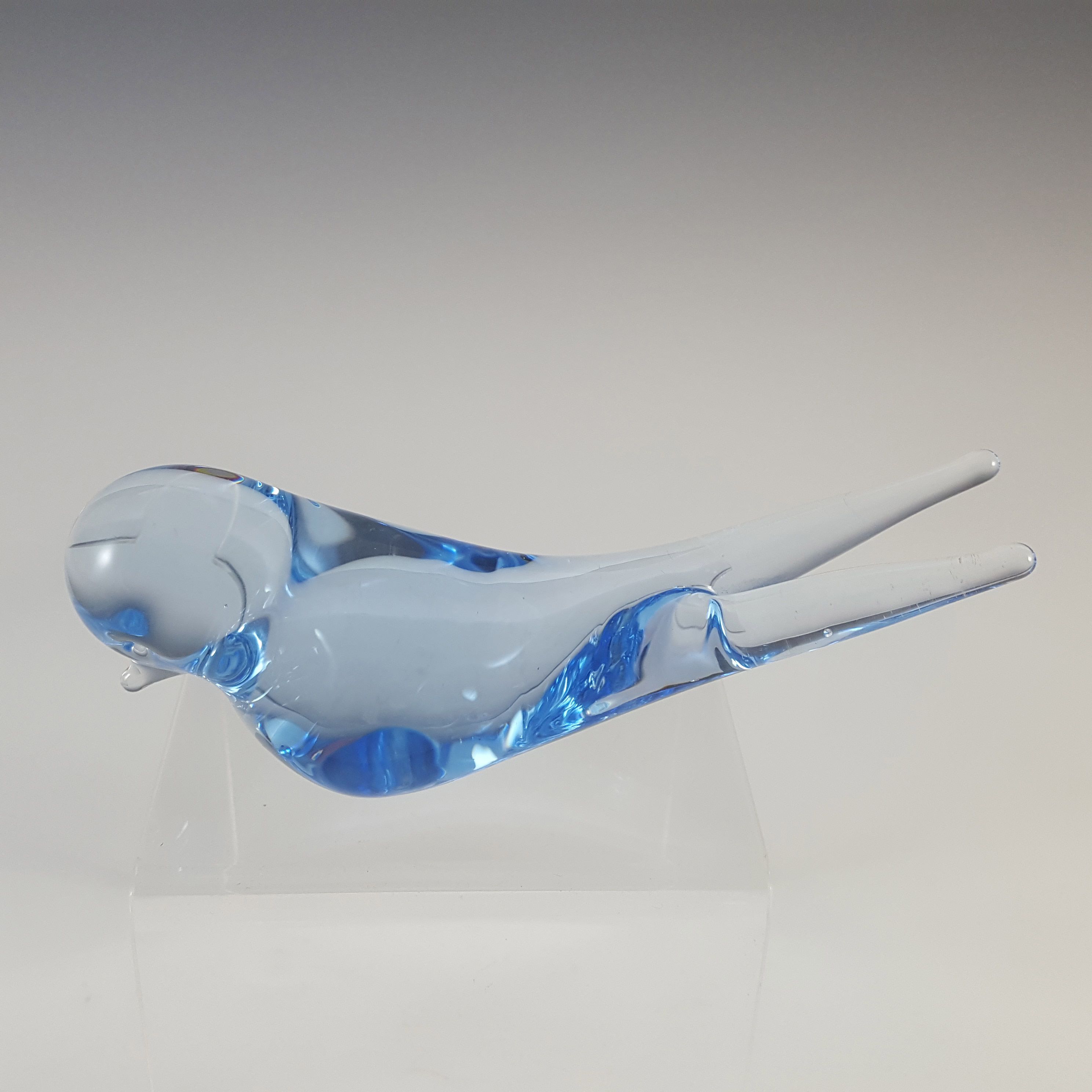 (image for) Swedish / Scandinavian Vintage Blue Glass Bird Sculpture - Click Image to Close