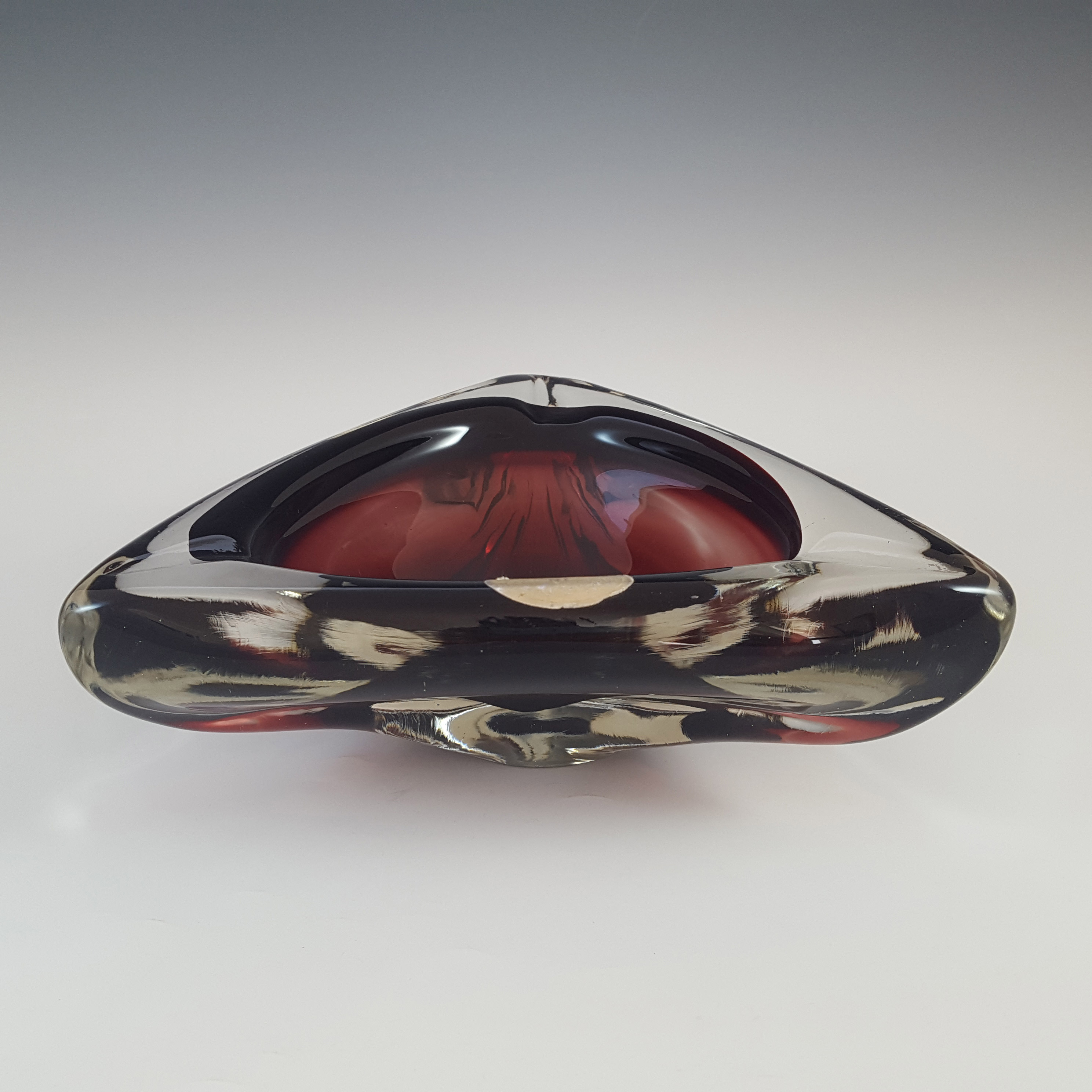 (image for) LABELLED Romanian Red Glass Vintage Bowl / Ashtray - Click Image to Close
