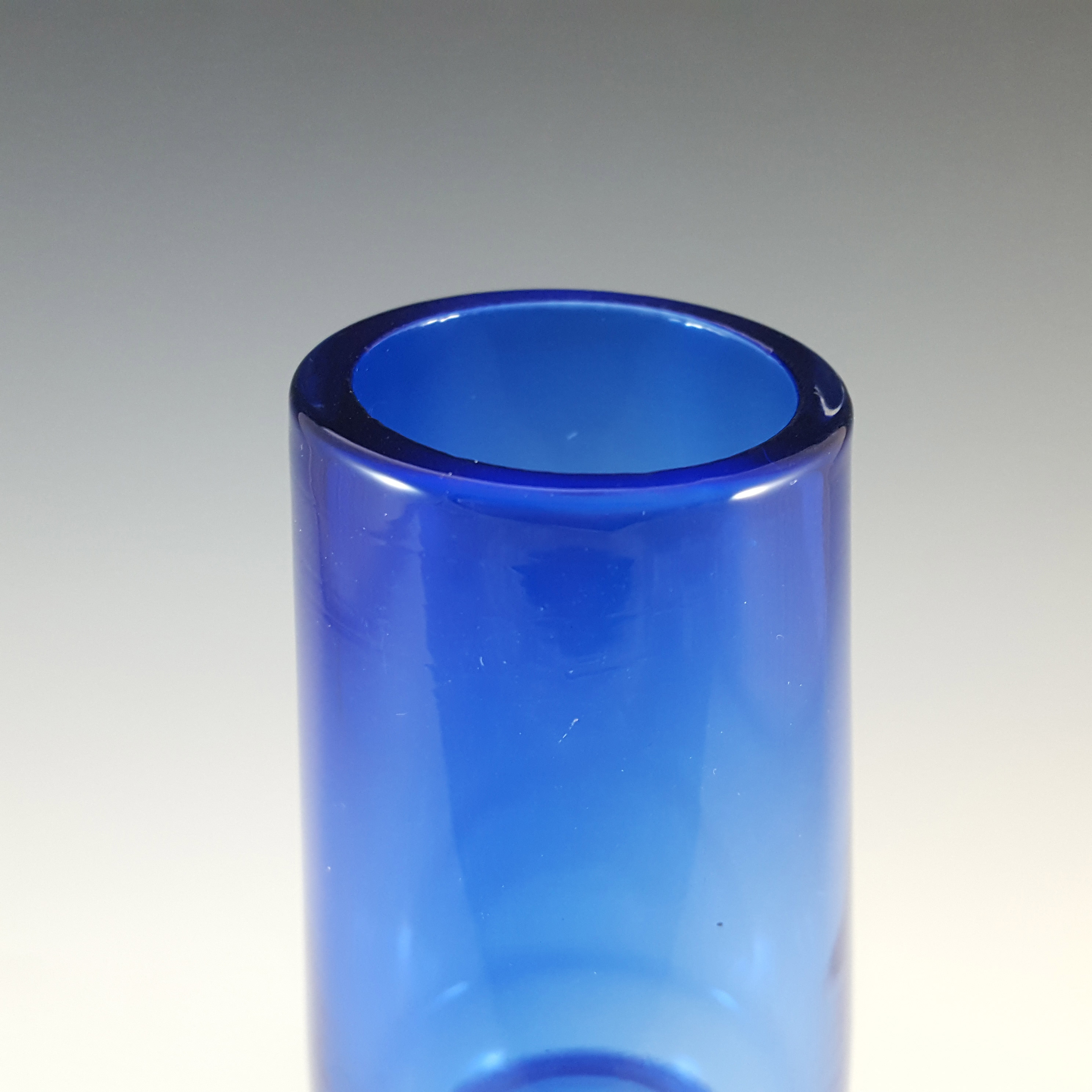 (image for) Japanese Vintage Scandinavian Style Blue Cased Hooped Glass Vase - Click Image to Close
