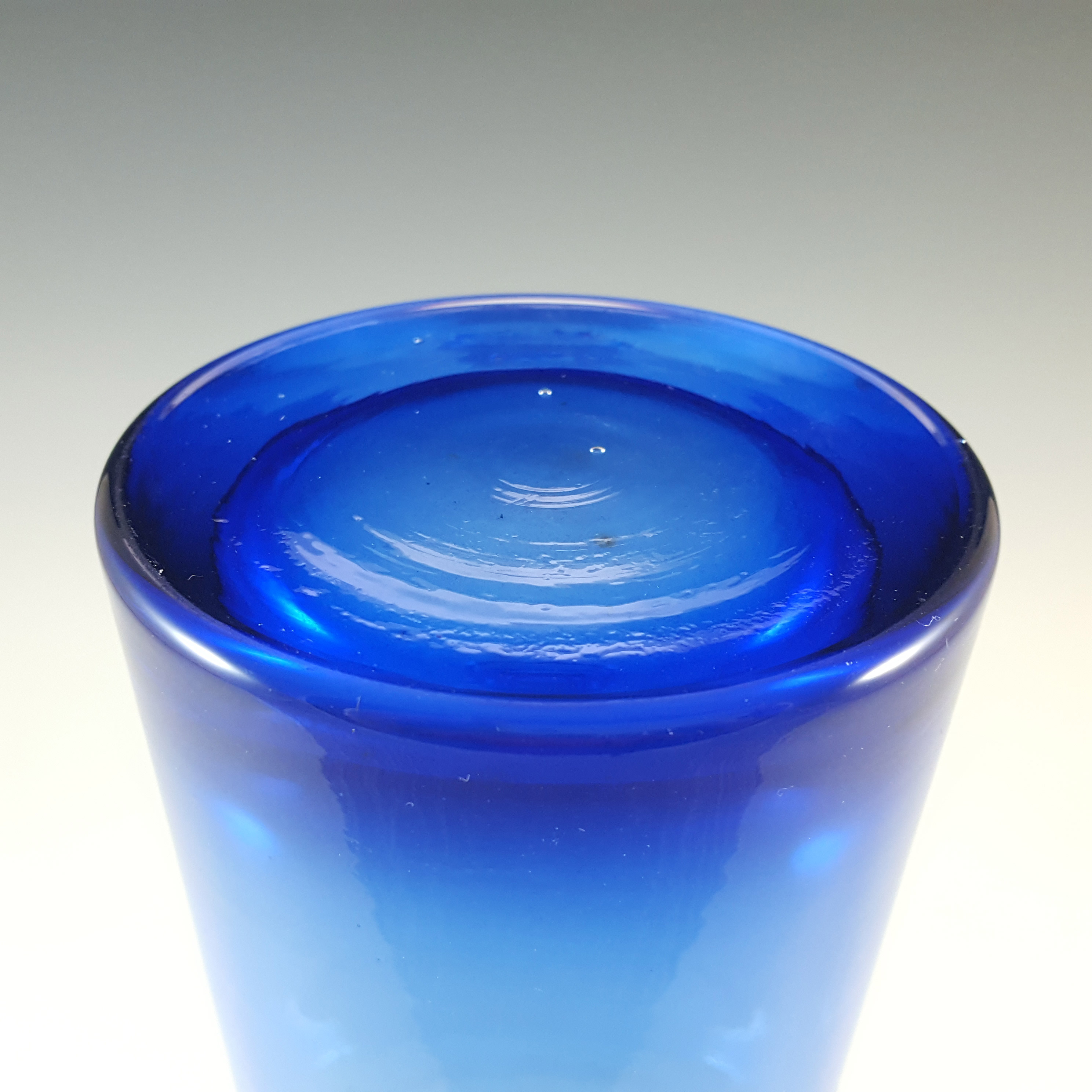 (image for) Japanese Vintage Scandinavian Style Blue Cased Hooped Glass Vase - Click Image to Close