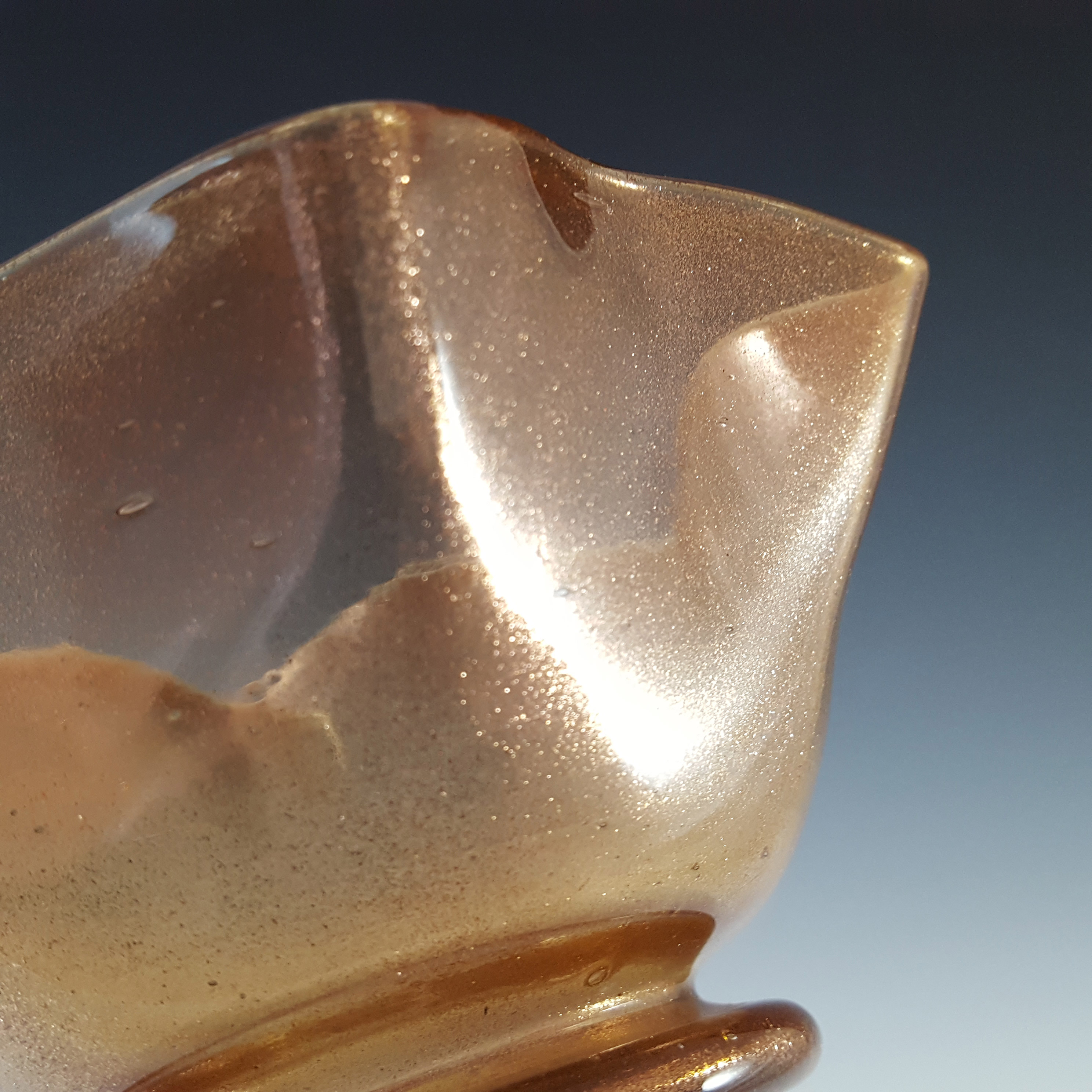 (image for) Salviati Murano Copper Aventurine Vintage Glass Finger Bowl - Click Image to Close
