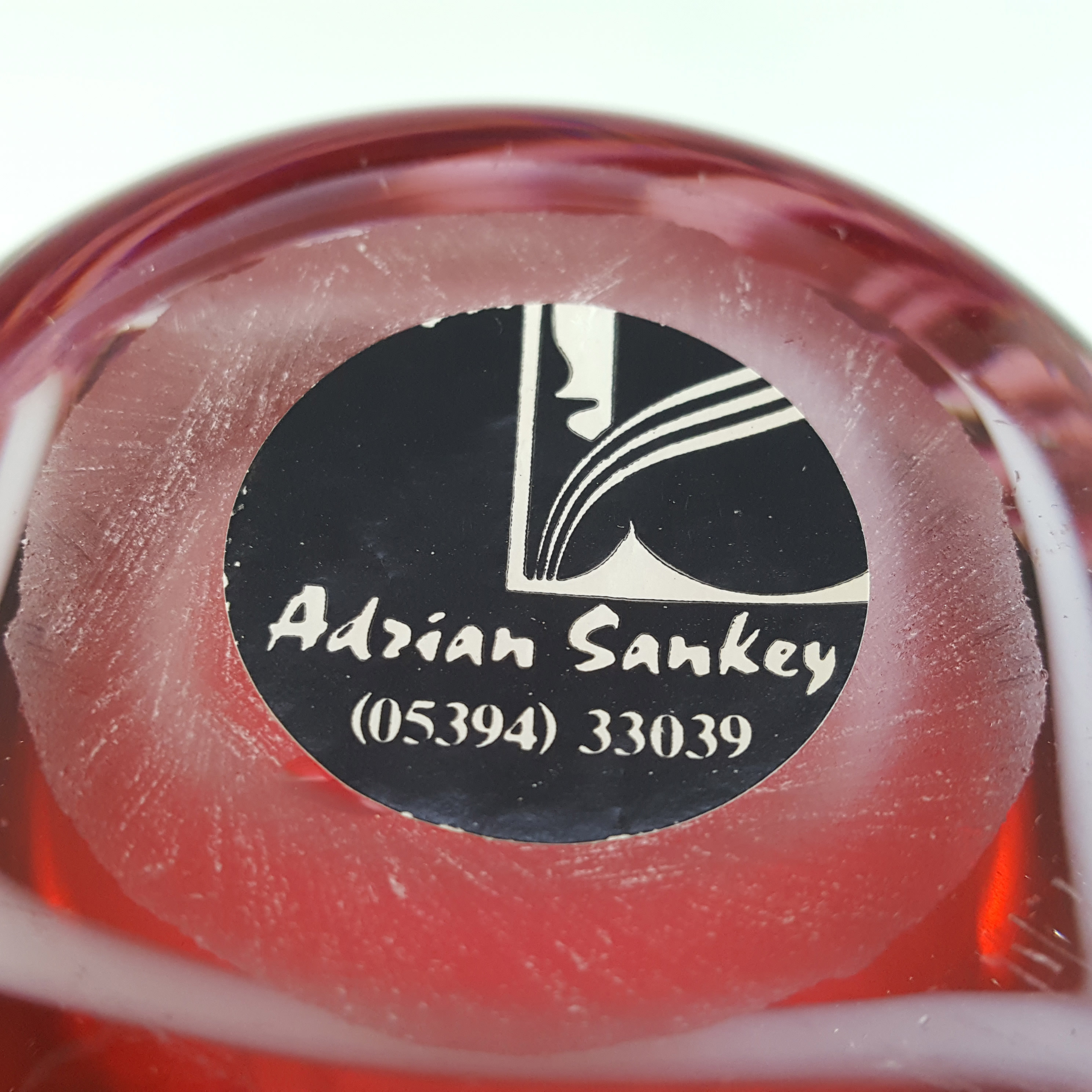 (image for) LABELLED Adrian Sankey Pink & White Cased Glass Vase - Click Image to Close