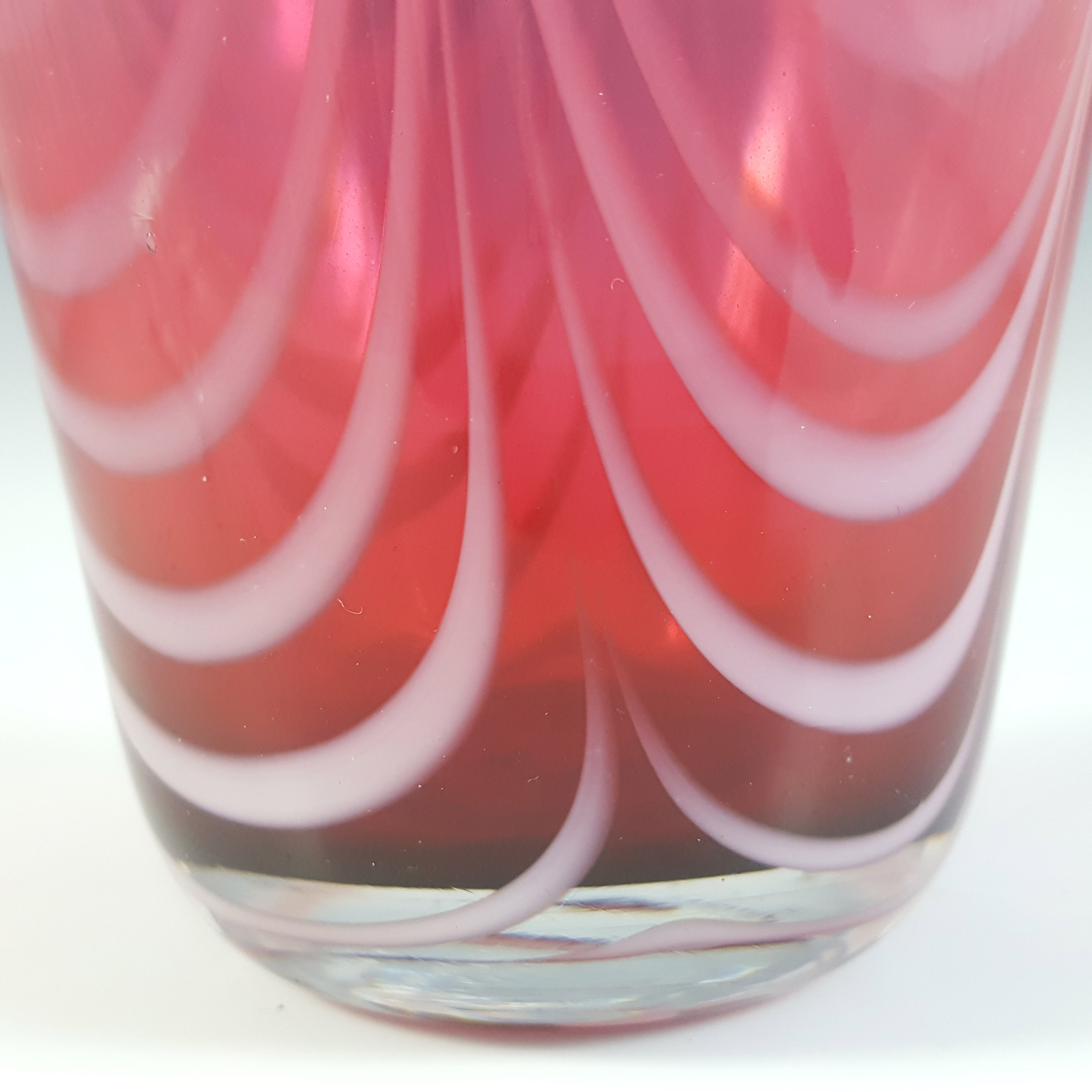 (image for) LABELLED Adrian Sankey Pink & White Cased Glass Vase - Click Image to Close