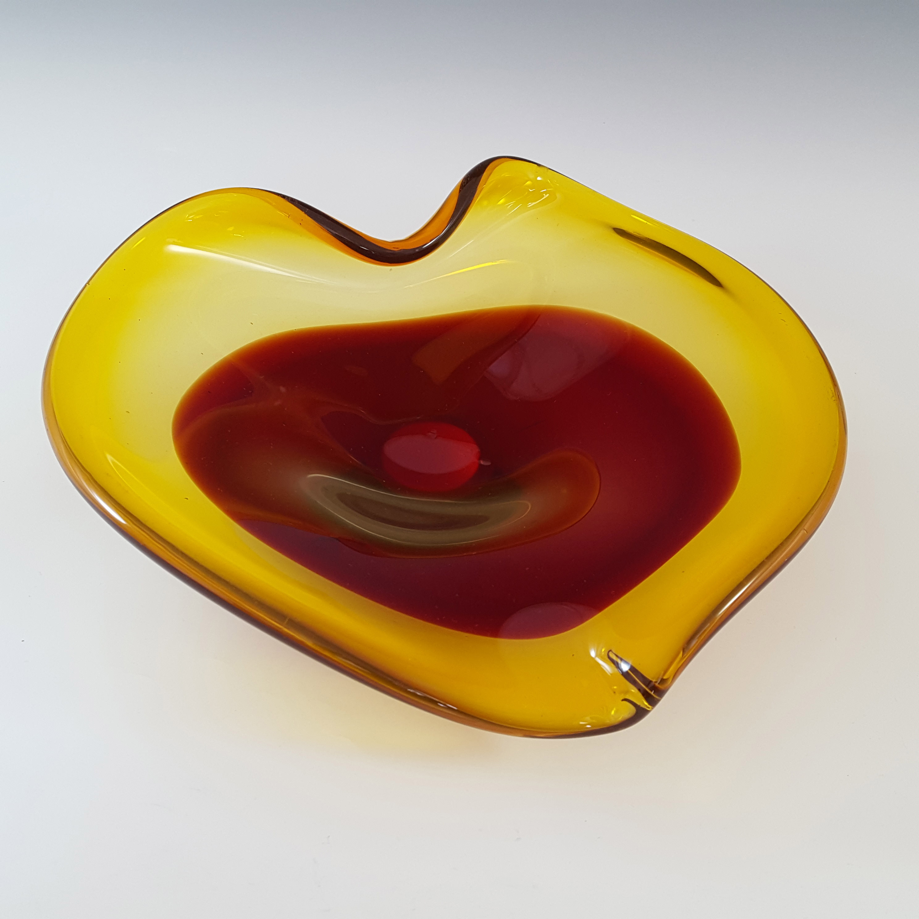(image for) Viartec Murano Style Selenium Red & Orange Spanish Glass Heart Bowl - Click Image to Close