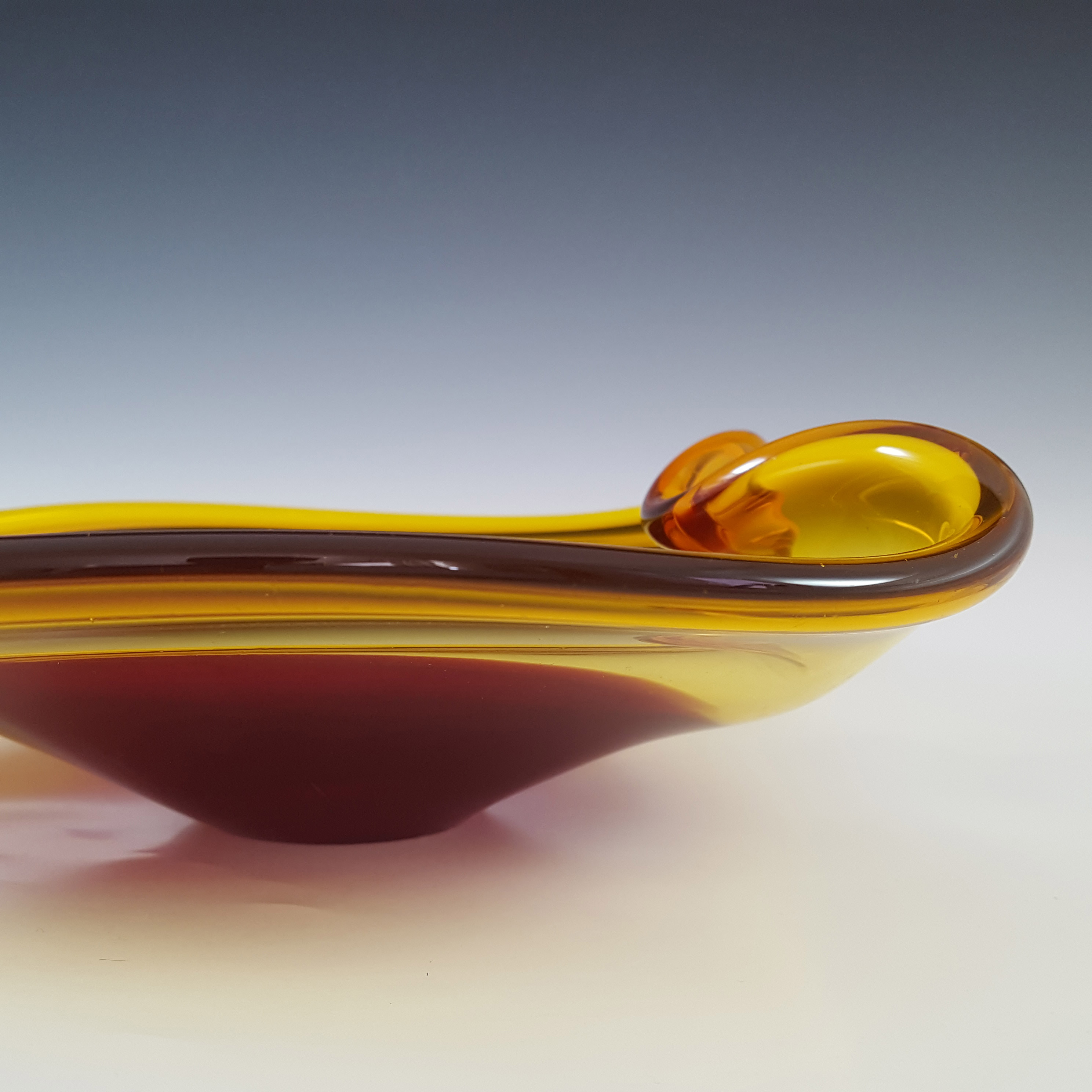 Viartec Murano Style Selenium Red & Orange Spanish Glass Heart Bowl - Click Image to Close