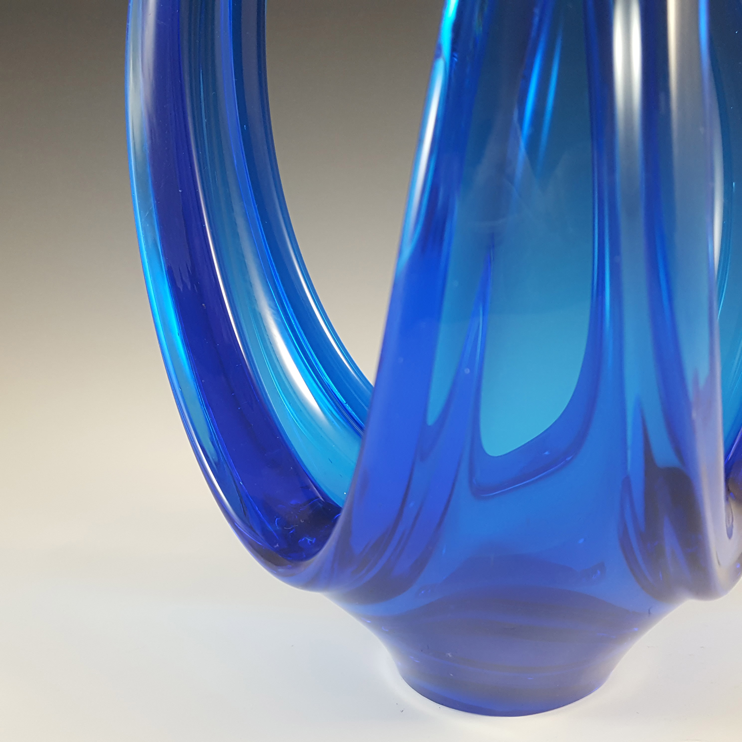 (image for) Viartec Murano Style Blue Spanish Glass Vintage Sculpture Bowl - Click Image to Close