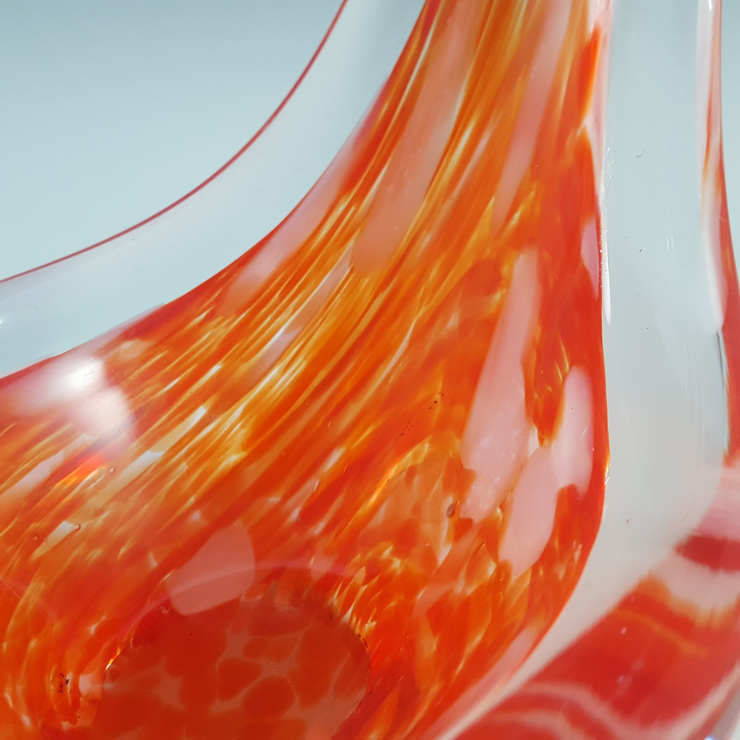 (image for) Viartec Murano Style Orange & White Spanish Glass Sculpture Bowl - Click Image to Close
