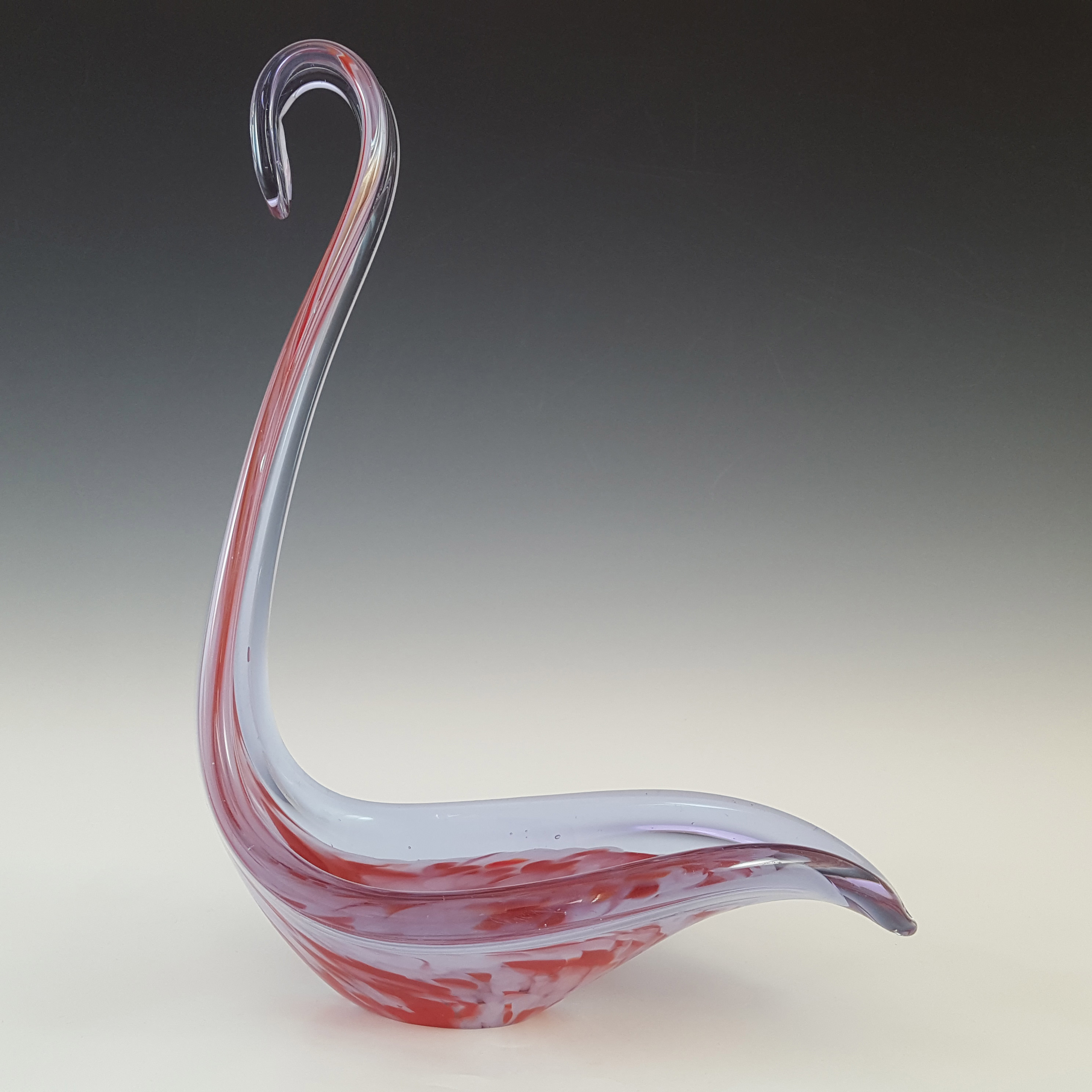 (image for) Viartec Murano Style Neodymium Lilac / Blue Spanish Glass Swan Sculpture - Click Image to Close