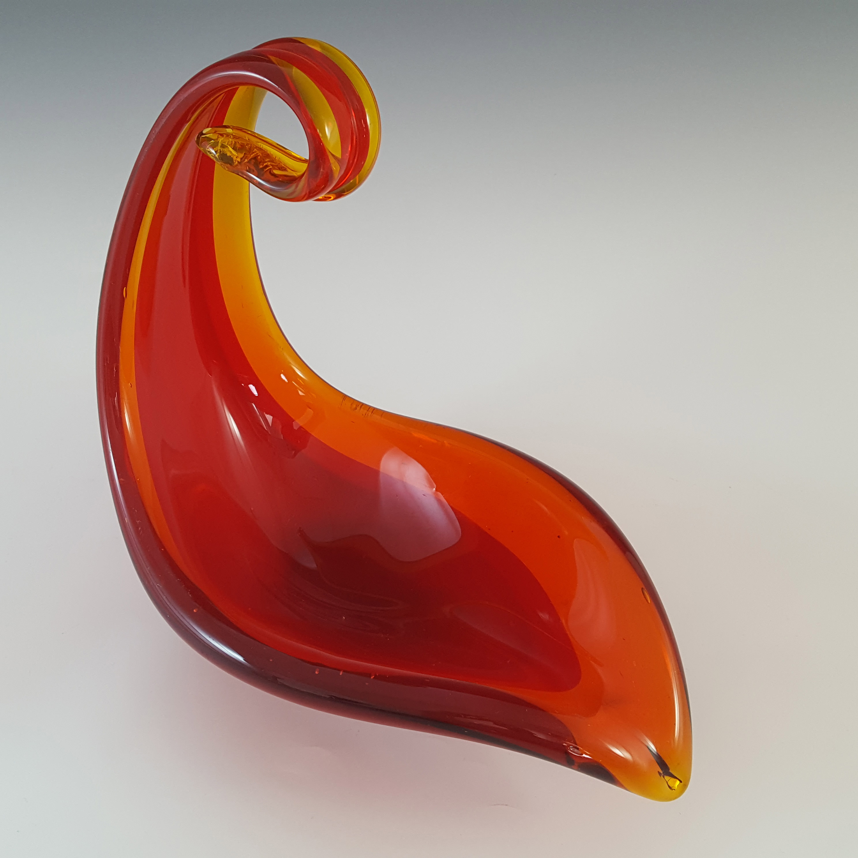 (image for) Viartec Murano Style Selenium Red & Orange Spanish Glass Sculpture Bowl - Click Image to Close