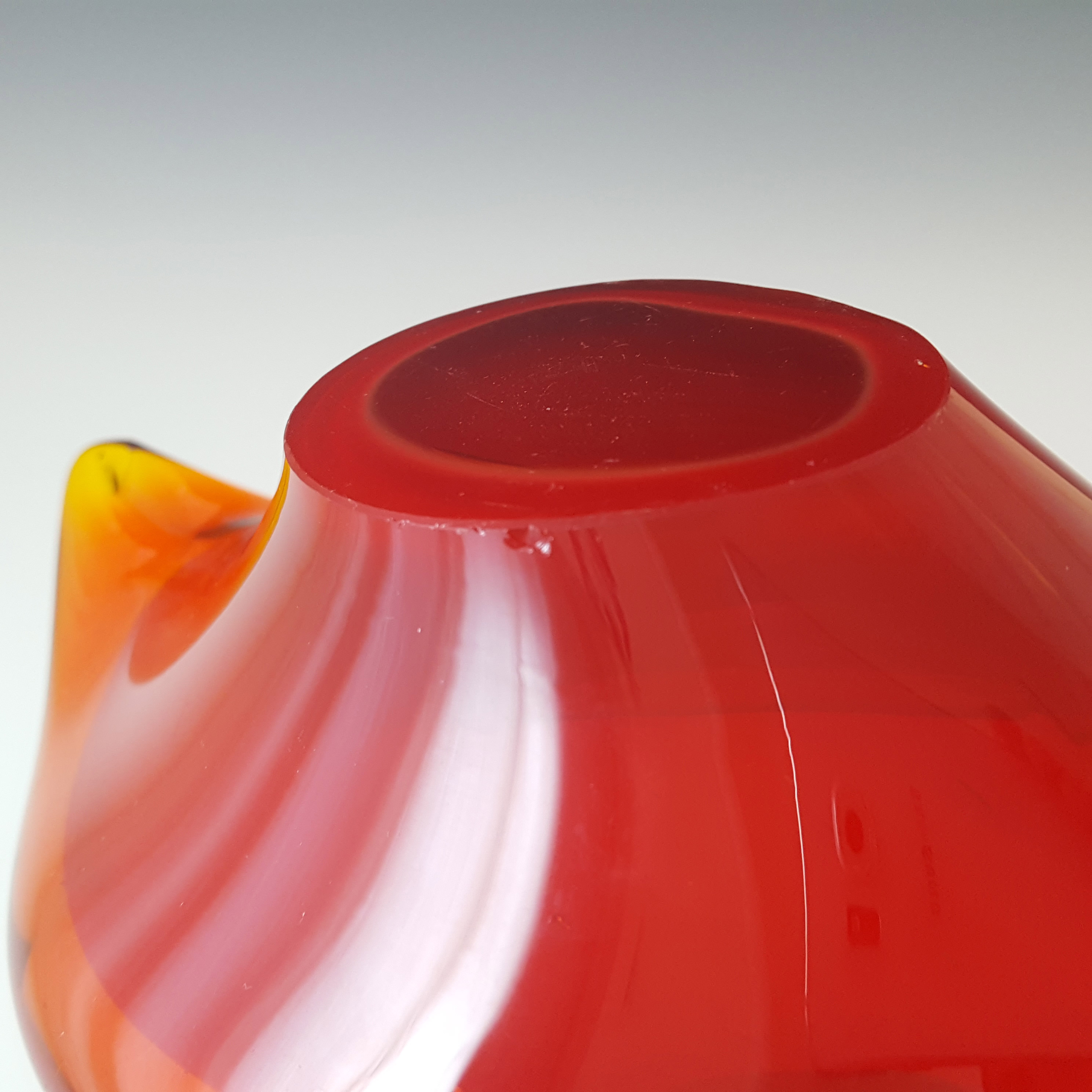 (image for) Viartec Murano Style Selenium Red & Orange Spanish Glass Sculpture Bowl - Click Image to Close