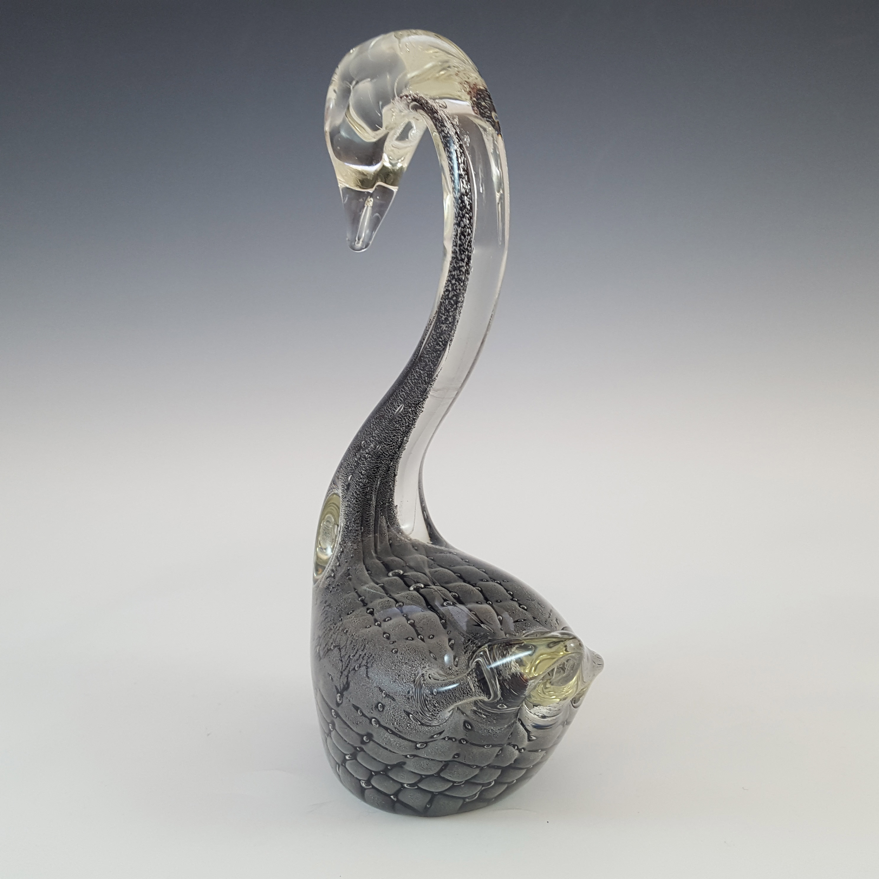 Cello Chinese Fumato Smoky Glass Swan Sculpture - Click Image to Close