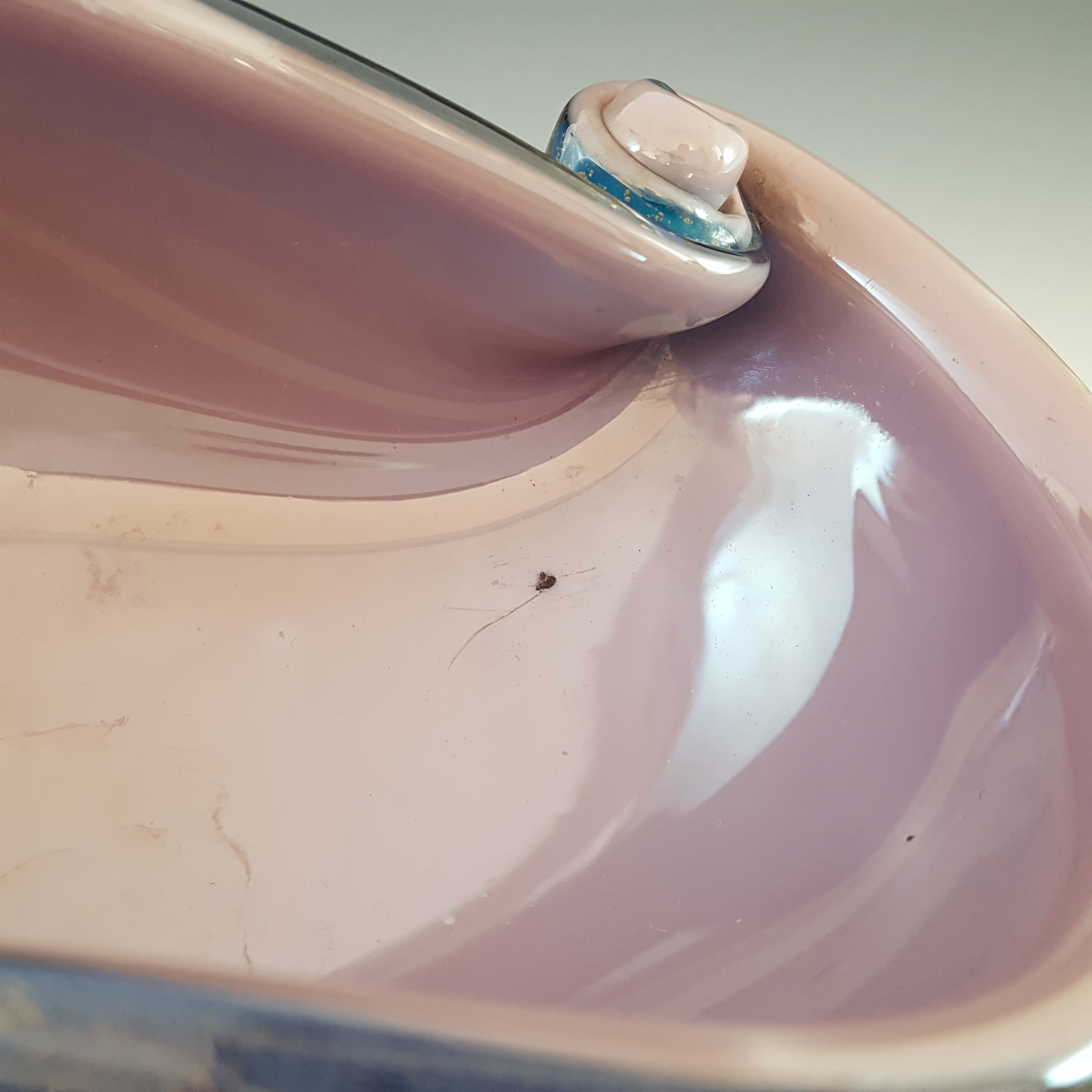 Murano / Venetian Gold Leaf Blue & Purple Glass Bowl - Click Image to Close
