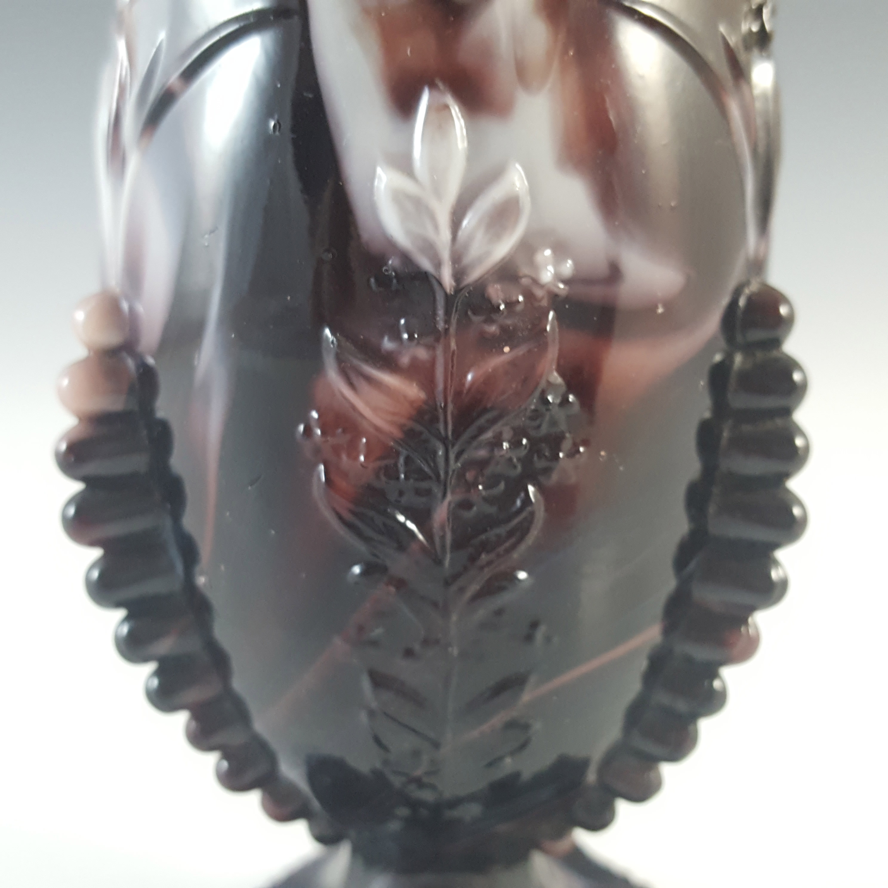 (image for) Victorian Purple & White Malachite / Slag Glass Spill Vase - Click Image to Close