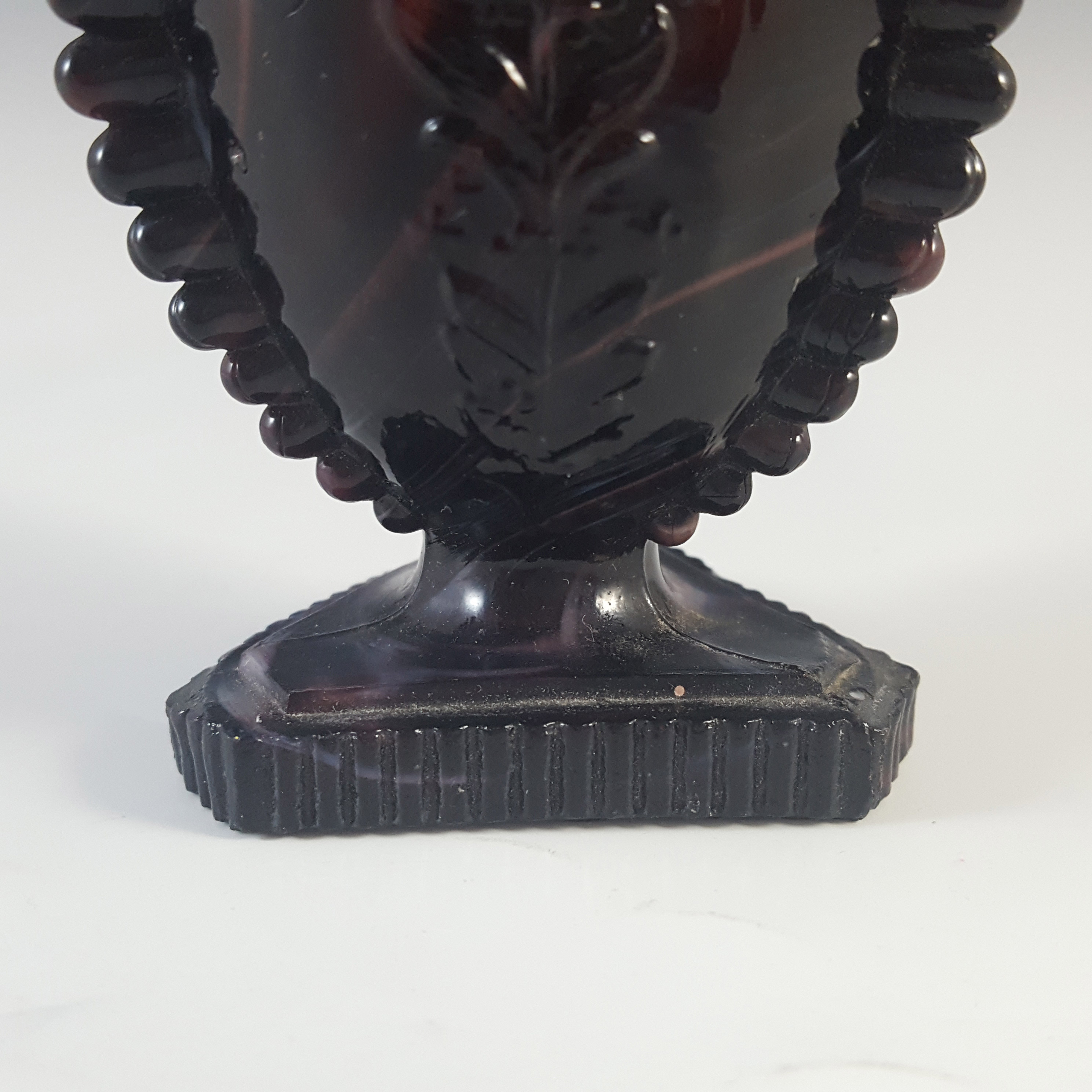 Victorian Purple & White Malachite / Slag Glass Spill Vase - Click Image to Close